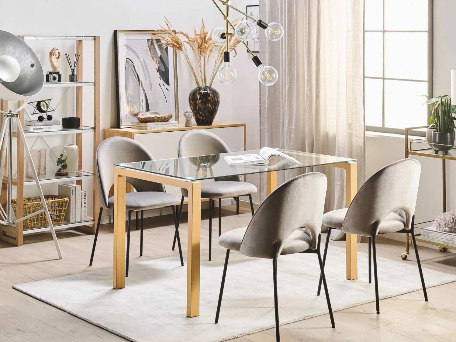 Esstisch Sicherheitsglas / Heller Holzfarbton 130 X 80 Cm TAVIRA – Bild 2