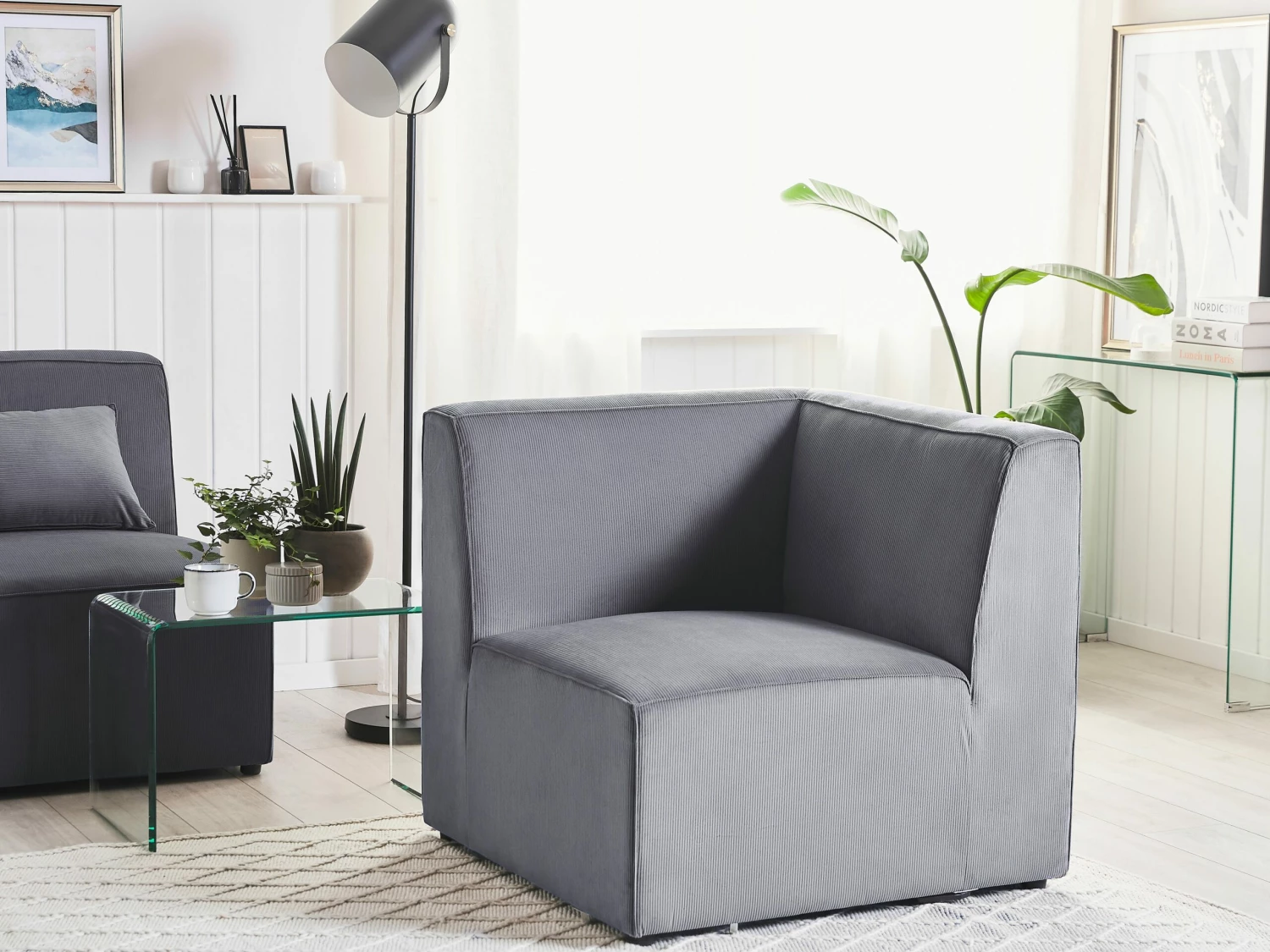 Ecksessel Cord Grau LEMVIG – Bild 2