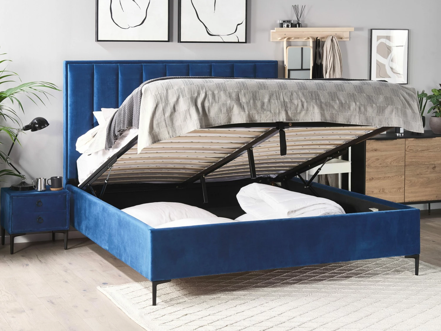 Schlafzimmer Komplett Set 3-teilig Blau Verschiedene Größen SEZANNE – Bild 3