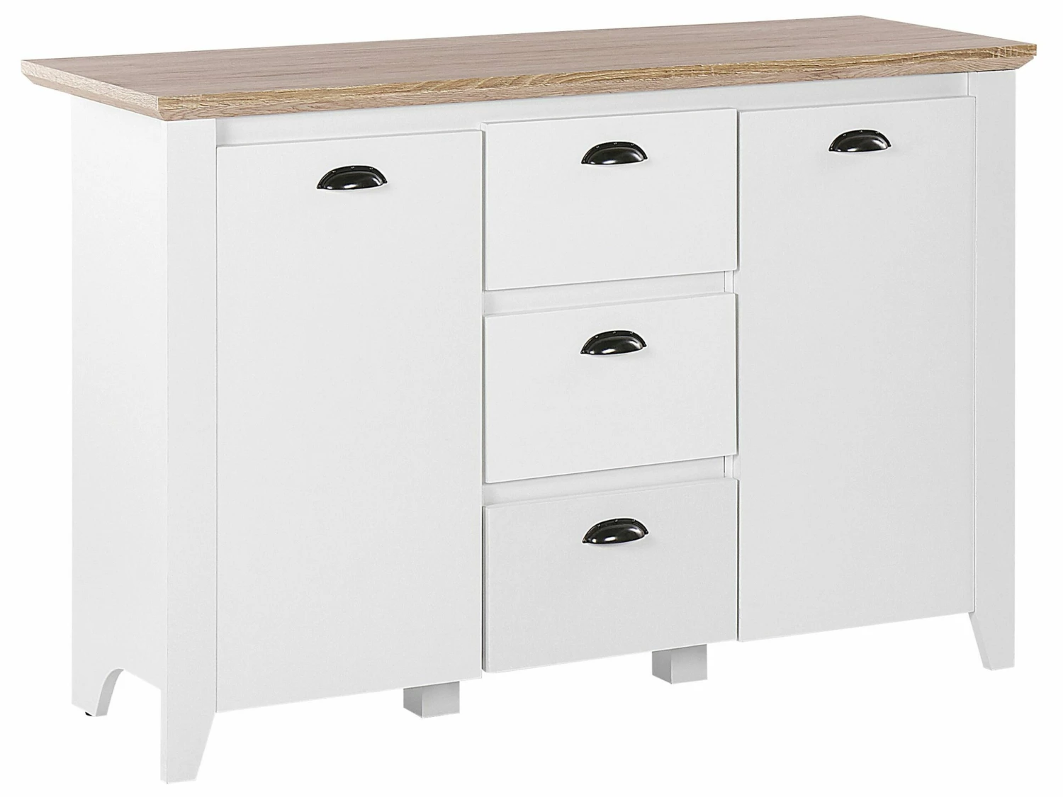 Sideboard Weiß / Heller Holzfarbton 3 Schubladen STAMFORD