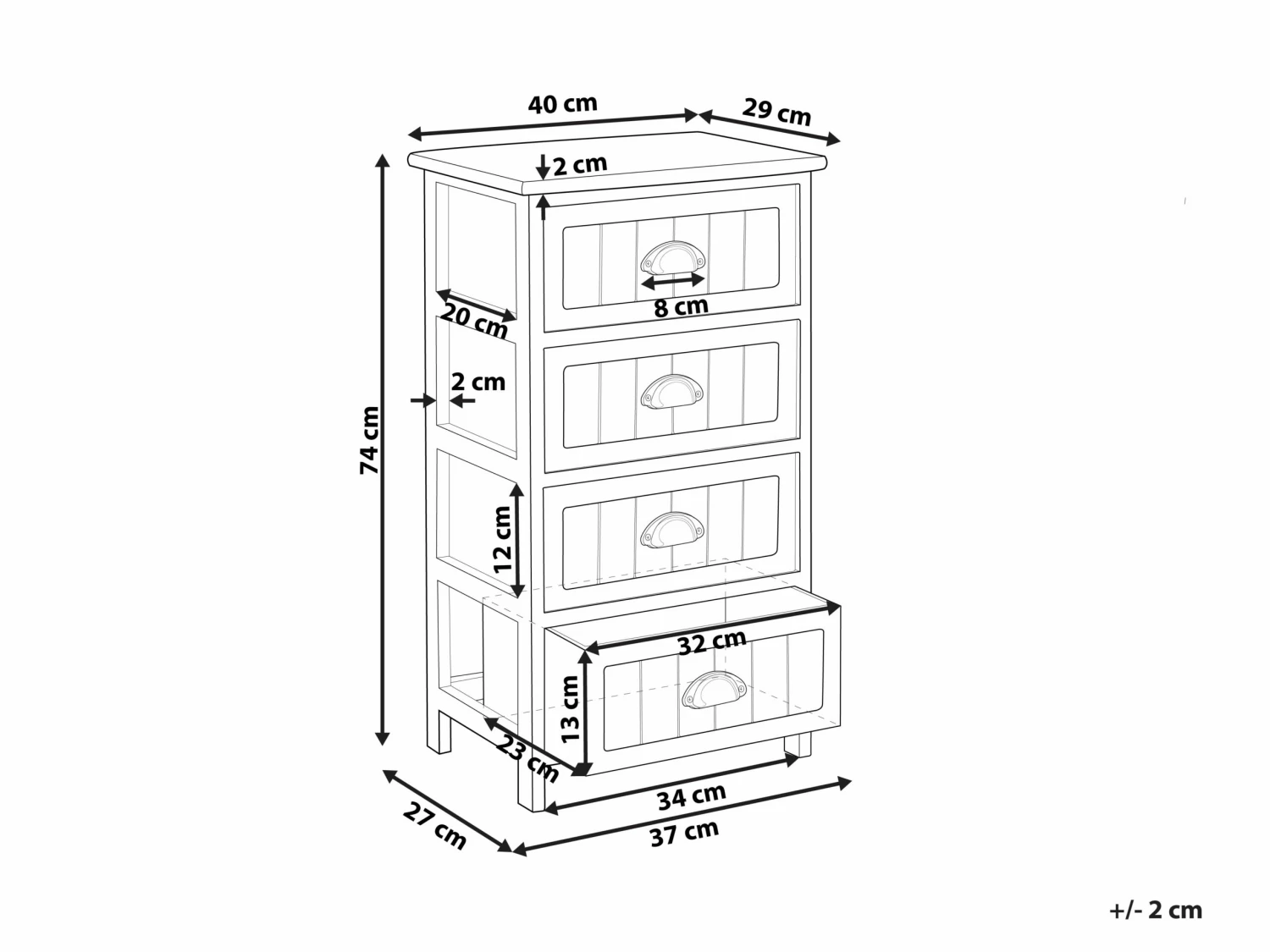 Kommode Weiß 4 Schubladen LUCY – Bild 10