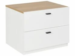 Nachttisch Weiß / Heller Holzfarbton 2 Schubladen EDISON