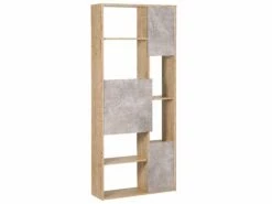 Regal Heller Holzfarbton / Betonoptik Mit 6 Fächern Und 3 Schränken GRADA