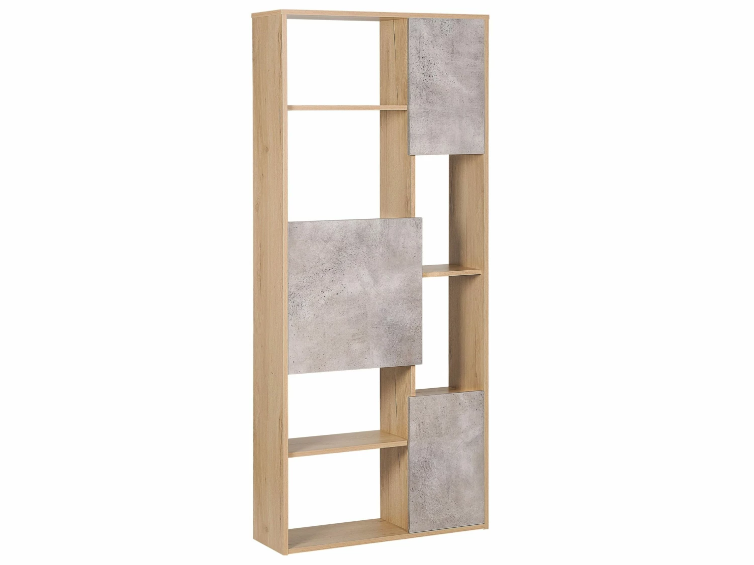 Regal Heller Holzfarbton / Betonoptik Mit 6 Fächern Und 3 Schränken GRADA