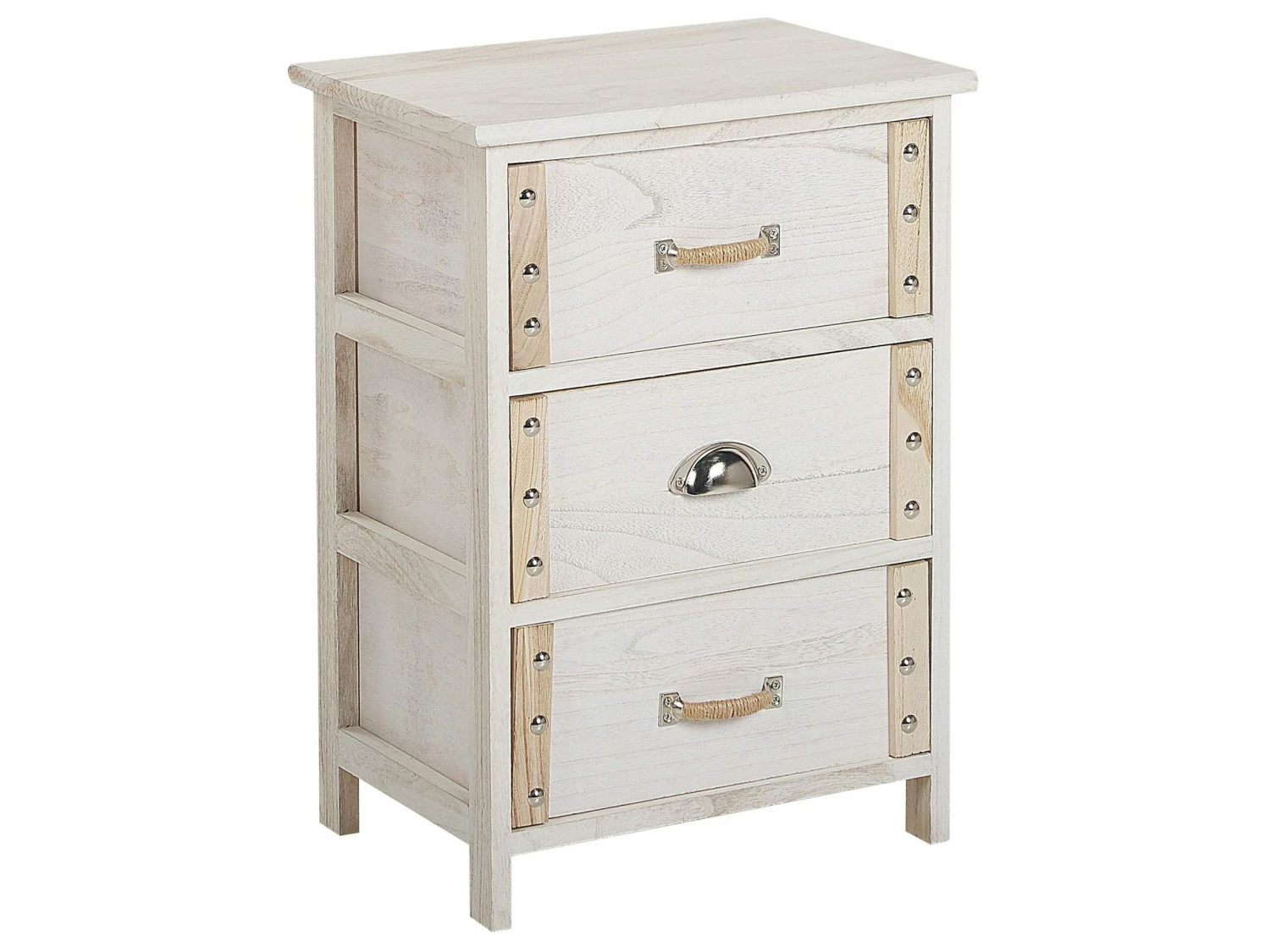 Nachttisch Beige / Heller Holzfarbton 3 Schubladen LOBIS