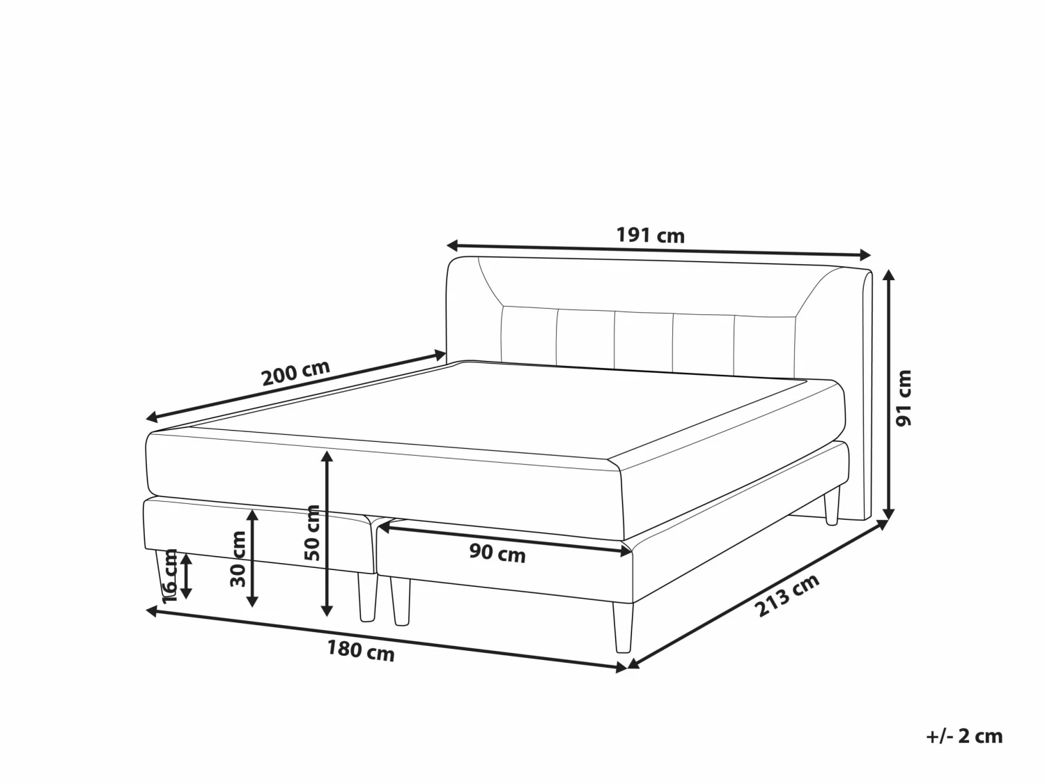 Boxspringbett Samtstoff Beige Verschiedene Größen MARQUISE – Bild 9