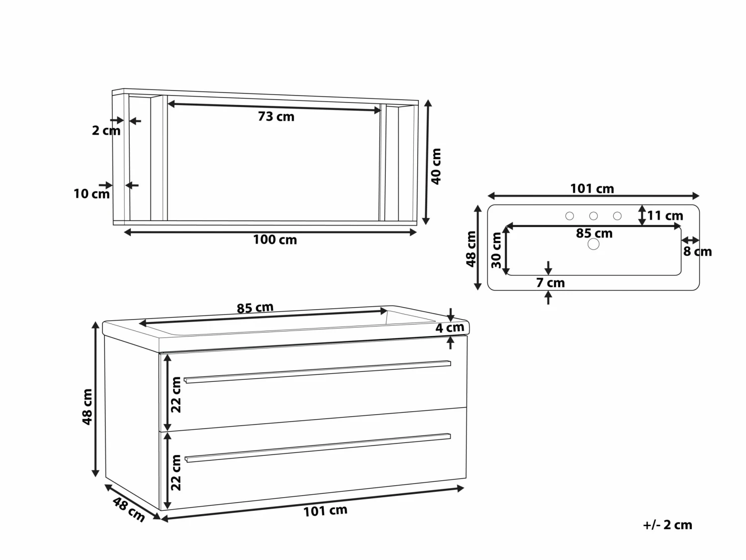 Badmöbel Set Grau ALMERIA – Bild 9