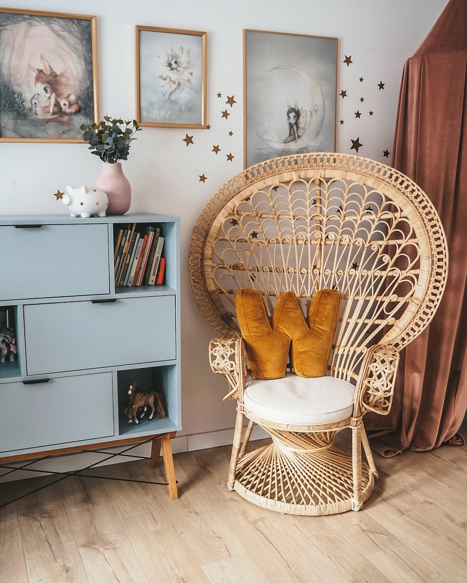 Pfauensessel Rattan / Baumwolle Natürlich EMMANUELLE – Bild 3