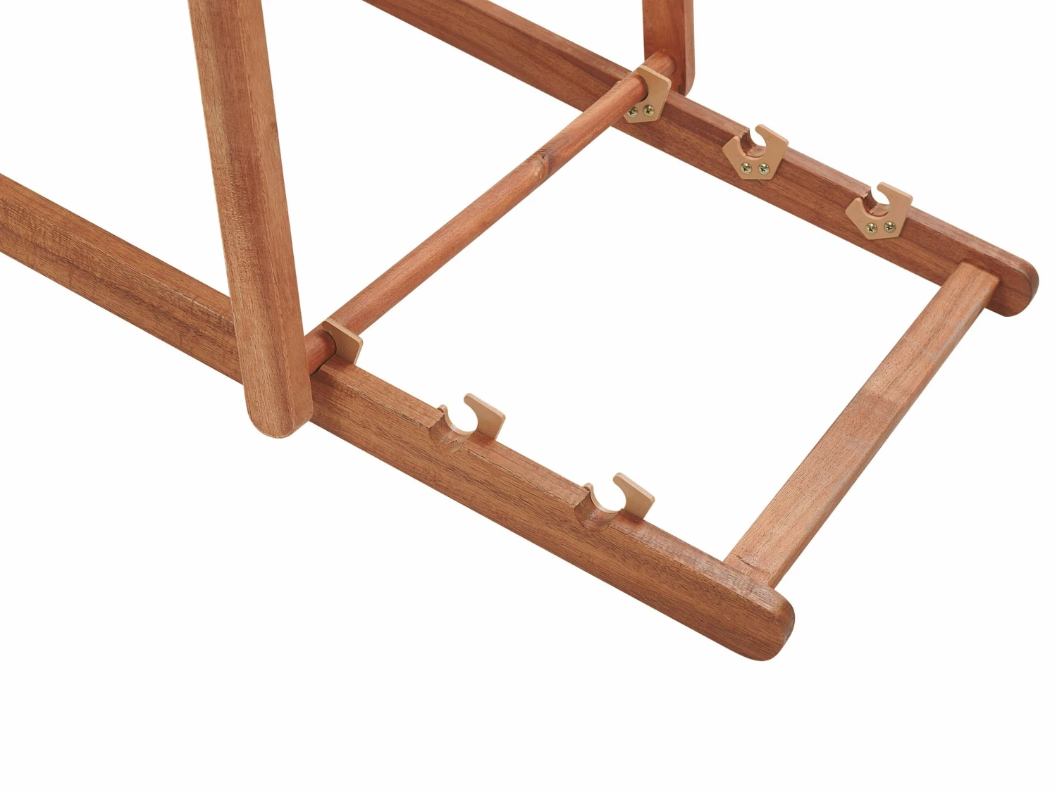 Liegestuhl Akazienholz Dunkelbraun Textil Gelb Zick Zack Muster 2er Set ANZIO – Bild 6