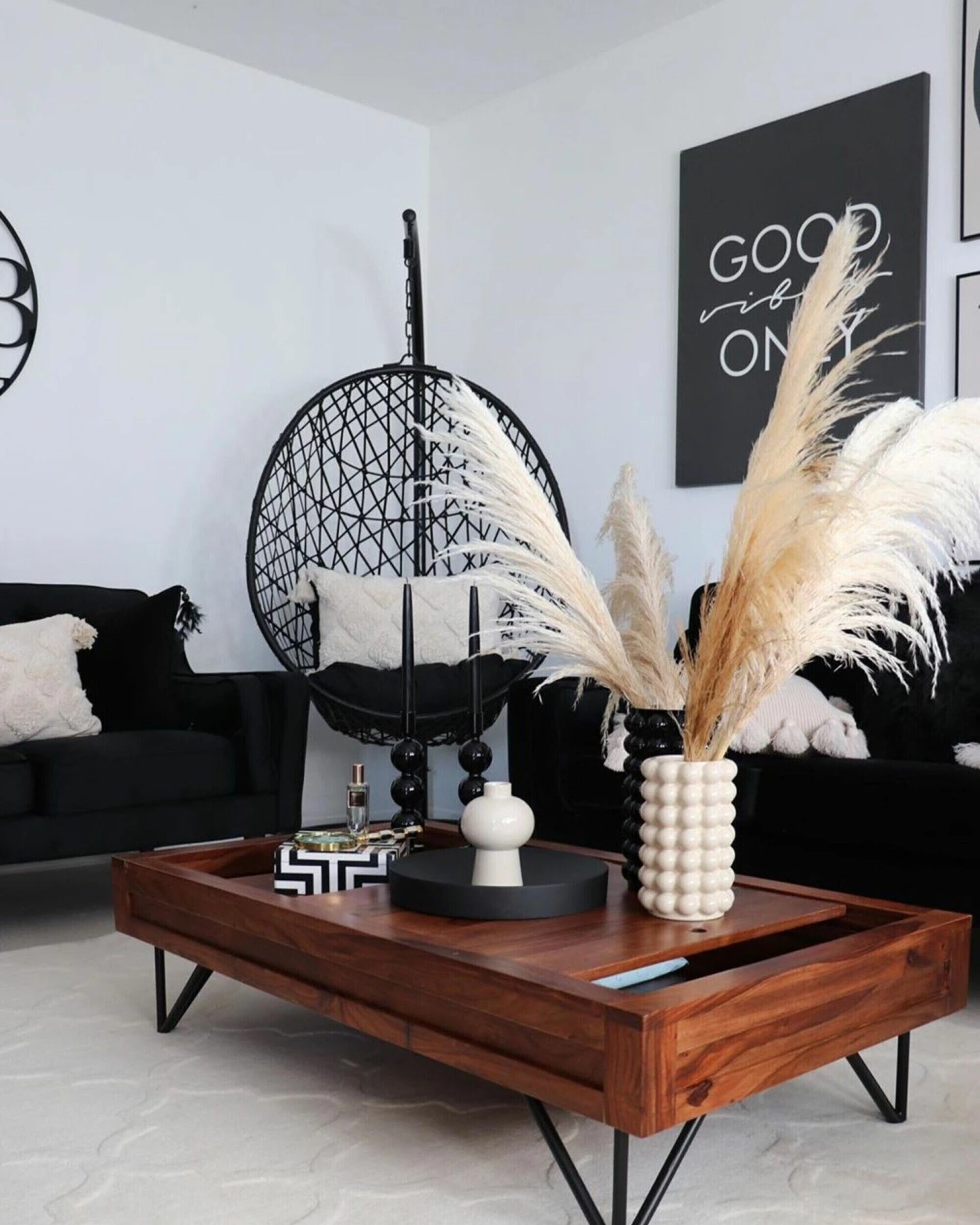 Hängesessel Mit Gestell Rattan Schwarz ø 96 Cm ALATRI – Bild 4