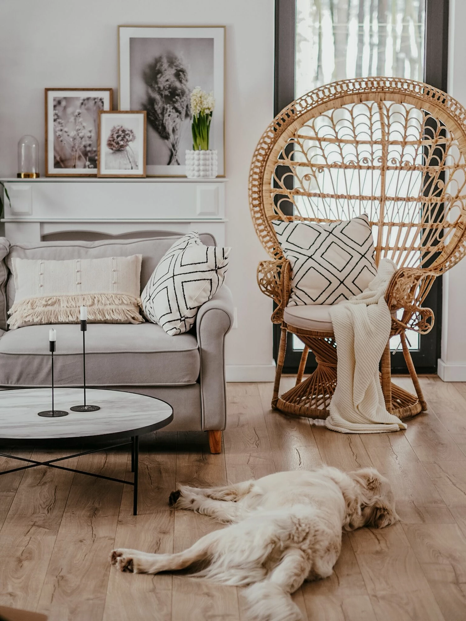 Pfauensessel Rattan / Baumwolle Natürlich EMMANUELLE – Bild 4