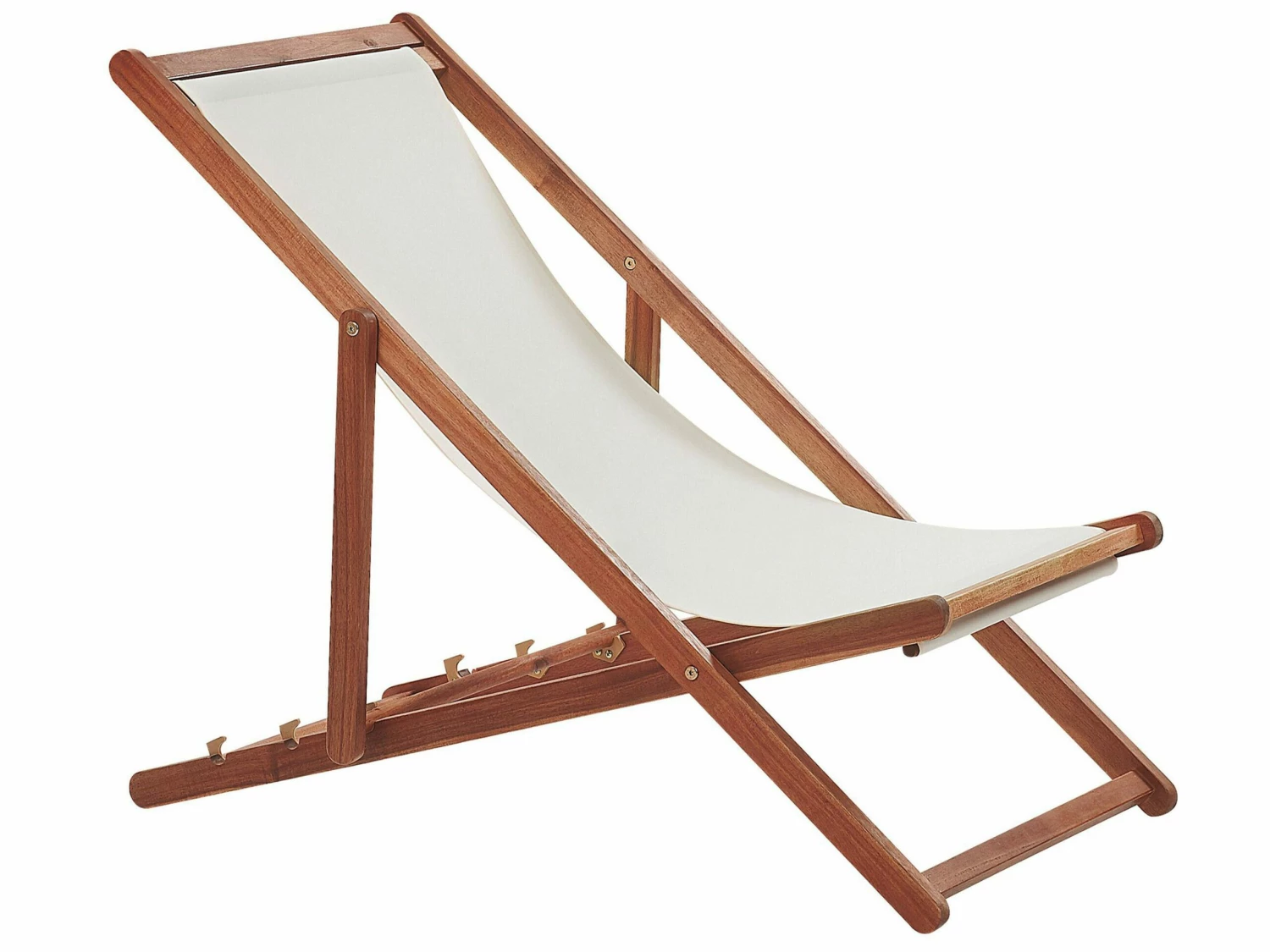 Liegestuhl Akazienholz Dunkelbraun Textil Gelb Zick Zack Muster 2er Set ANZIO – Bild 5