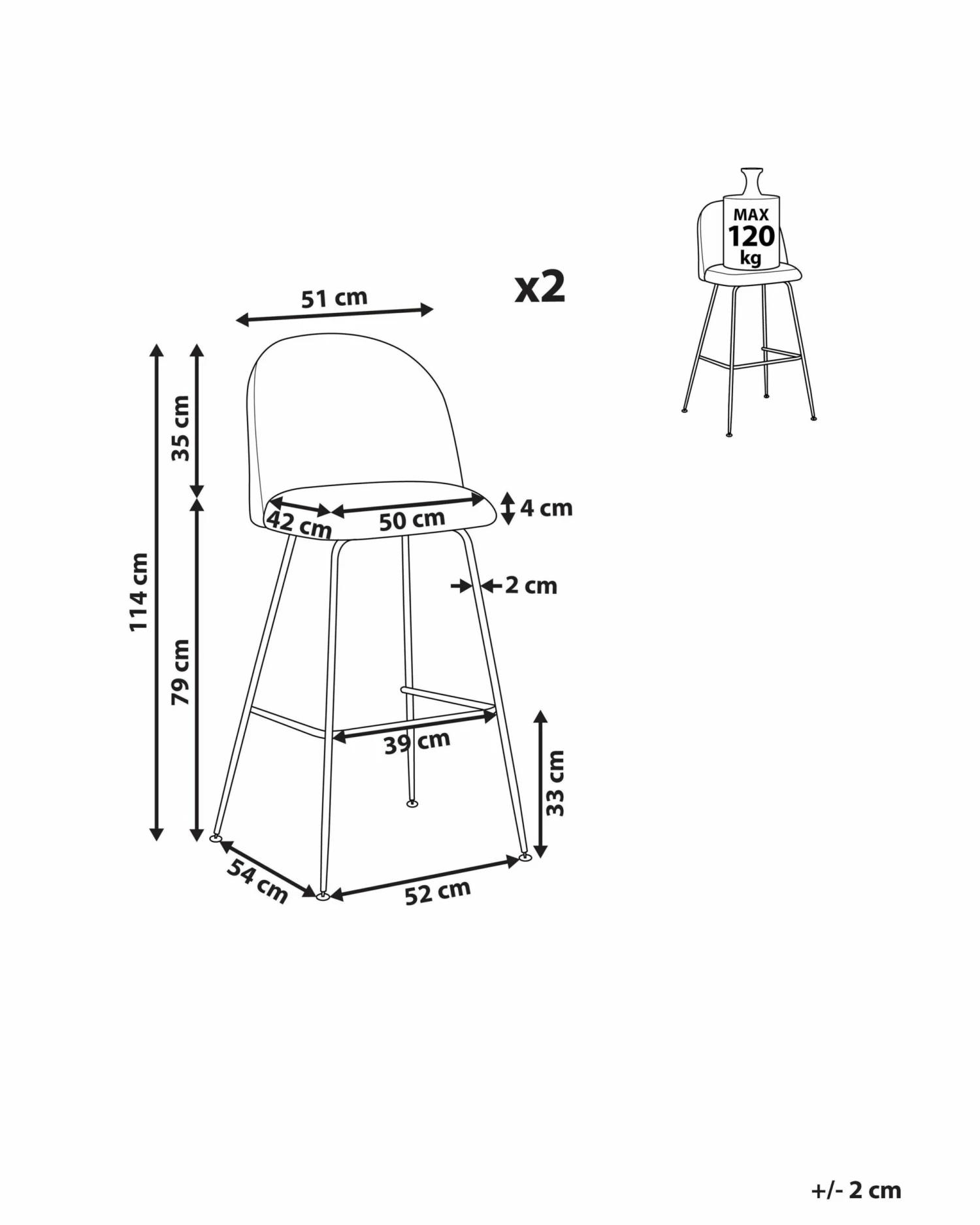 Barstuhl Samtstoff Rosa / Gold 2er Set ARCOLA – Bild 10