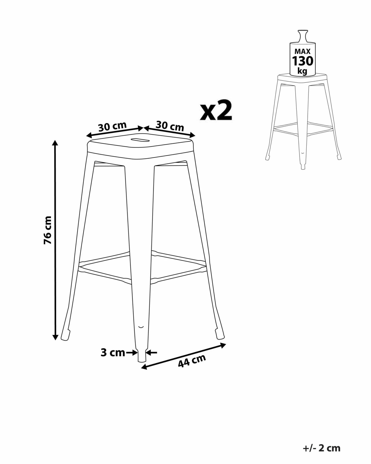 Barhocker Rot 2er Set Höhe 76 Cm CABRILLO – Bild 9