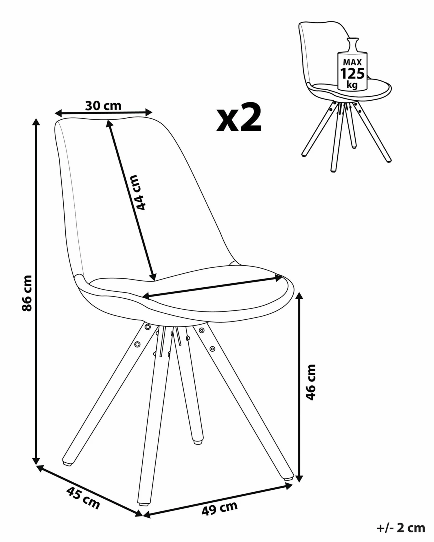 Esszimmerstuhl Grau 2er Set DAKOTA – Bild 10