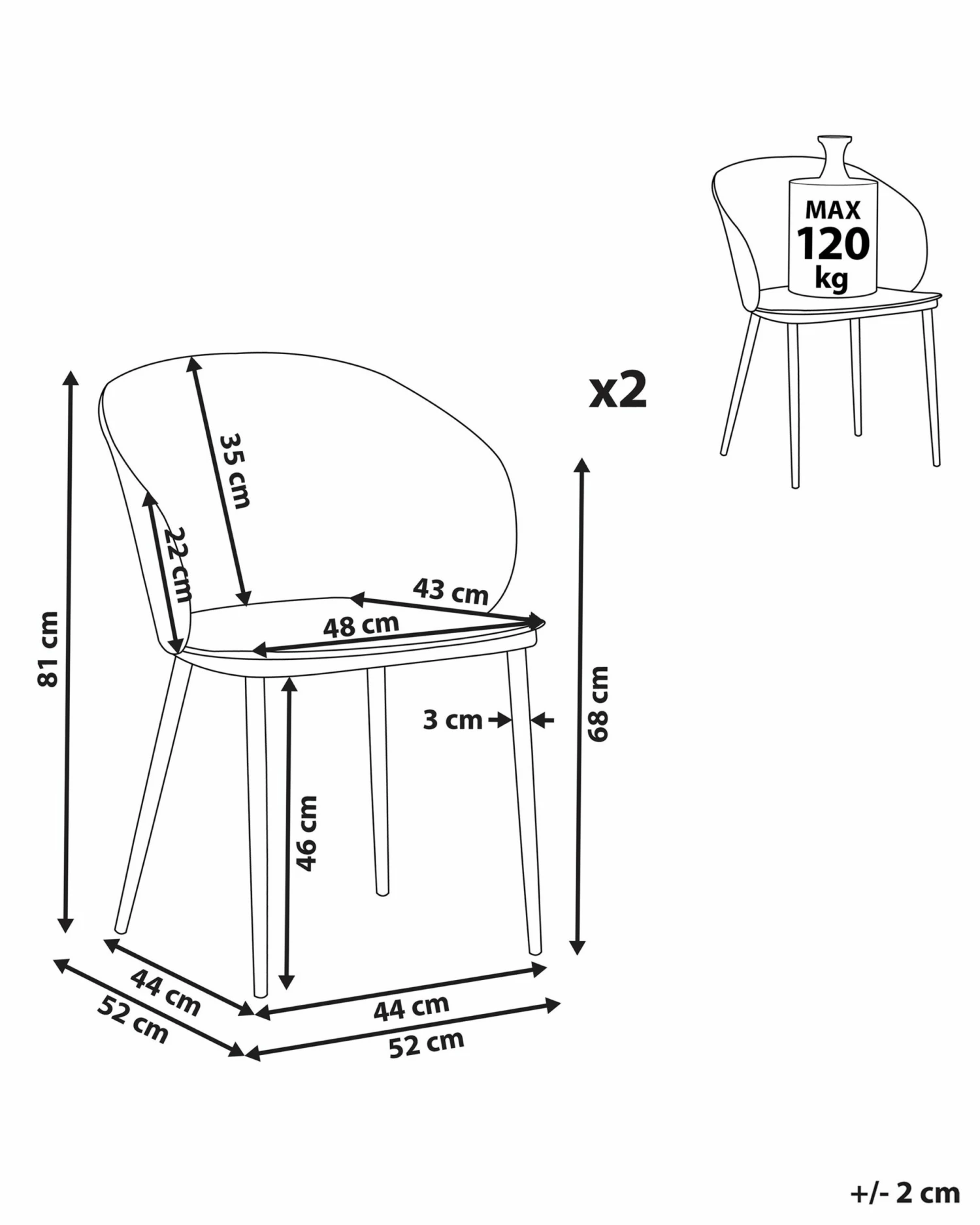 Esszimmerstuhl Kunststoff Schwarz 2er Set BLAYKEE – Bild 9