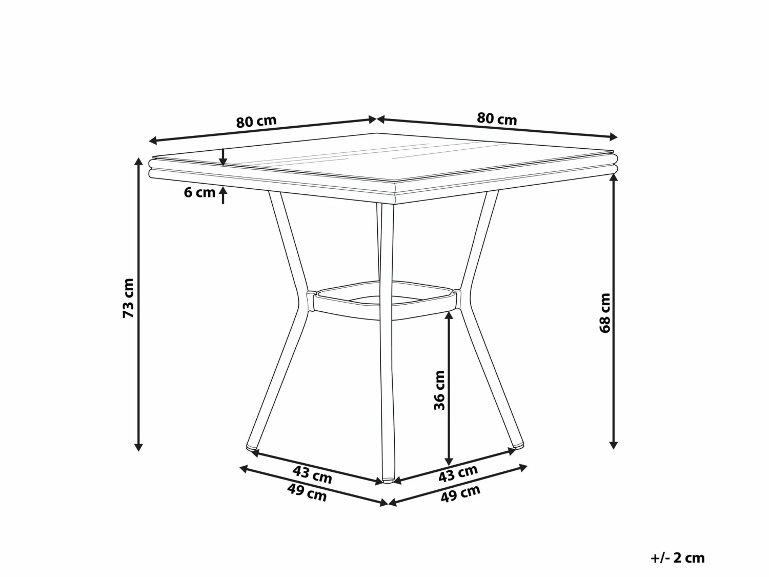 Gartentisch Aluminium Schwarz / Dunkler Holzfarbton 80 X 80 Cm CASPRI – Bild 6