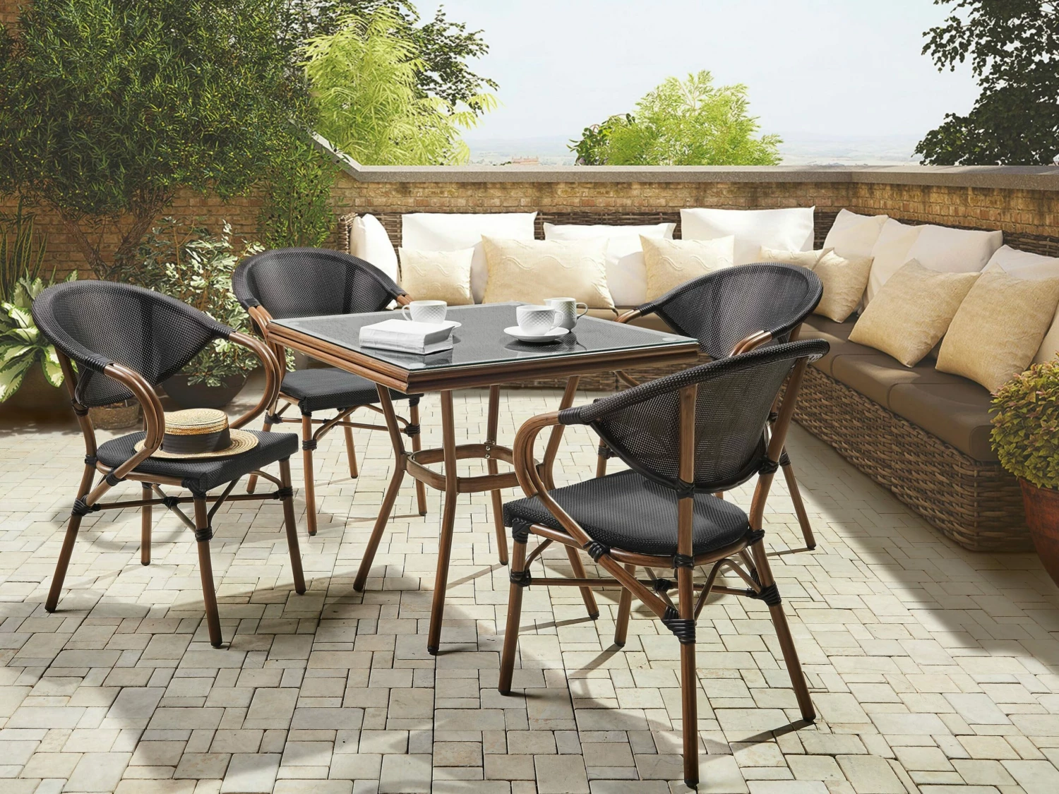 Gartenmöbel Set Aluminium Schwarz 4-Sitzer Stühle Schwarz CASPRI – Bild 2