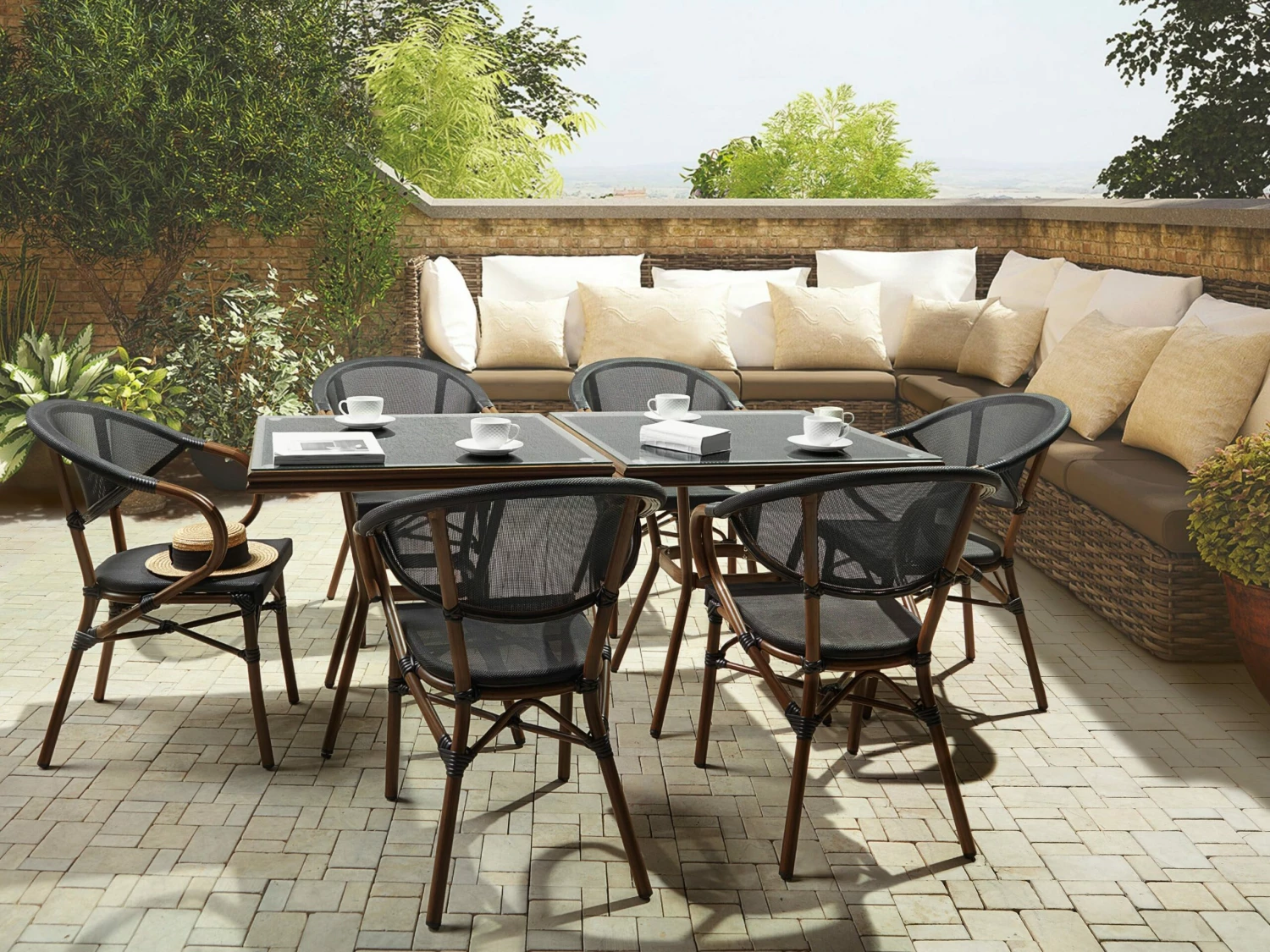 Gartenmöbel Set Aluminium Schwarz 4-Sitzer Stühle Schwarz CASPRI – Bild 3