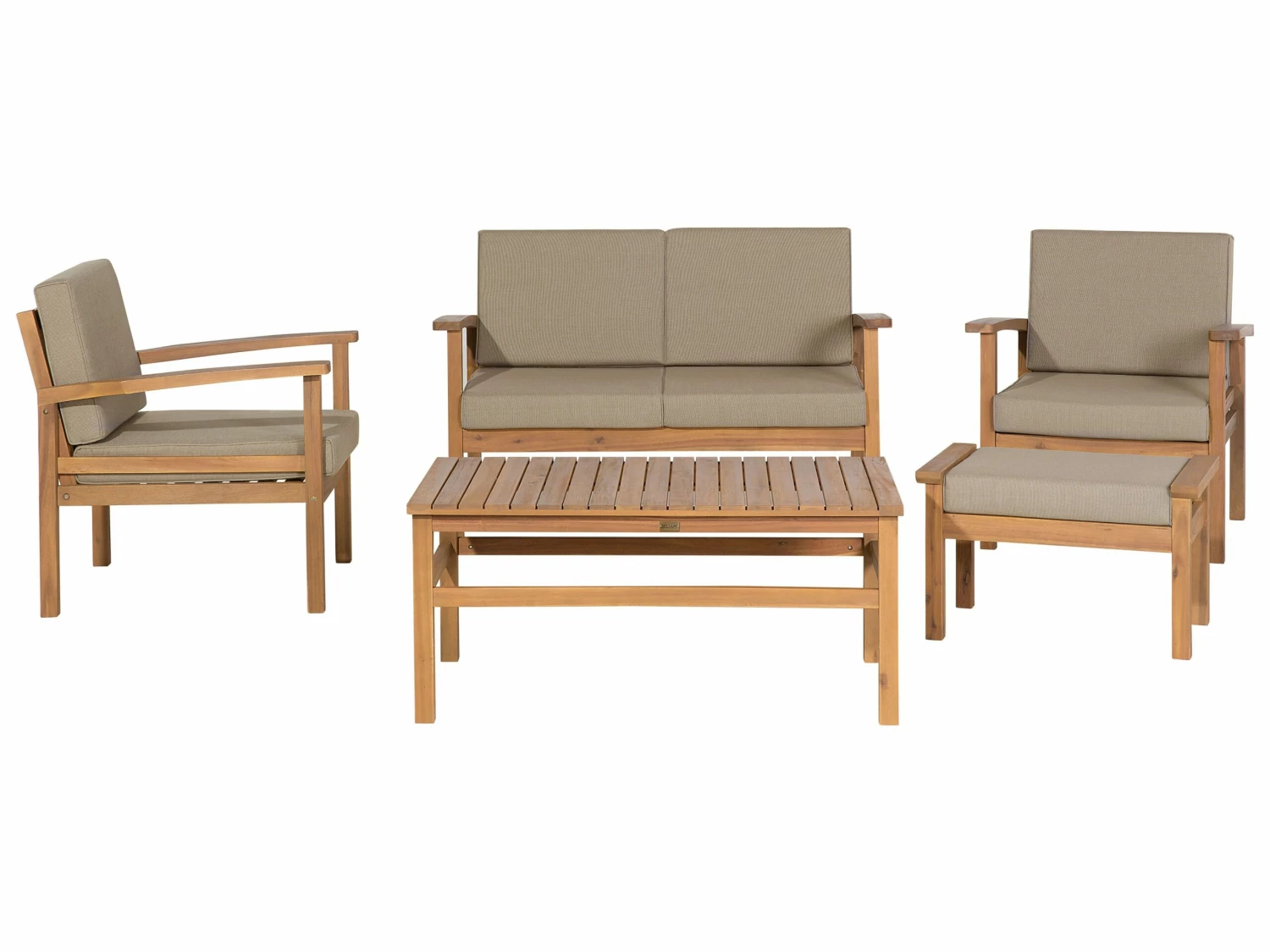 Lounge Set Zertifiziertes Holz Hellbraun 4-Sitzer Auflagen Taupe MANILA