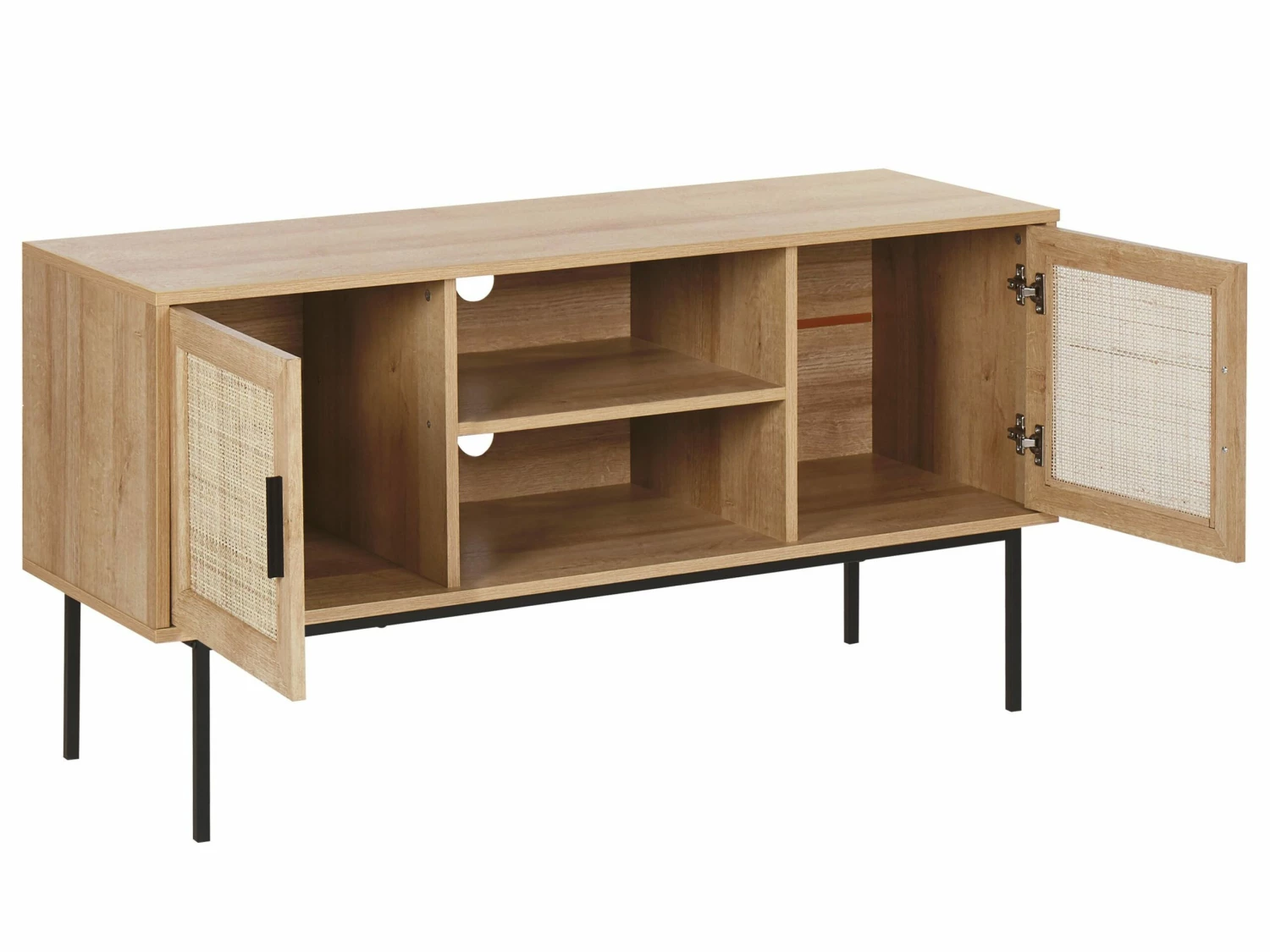 TV-Möbel Heller Holzfarbton Rattan-Türen 120 X 39 X 63 Cm PASCO – Bild 8