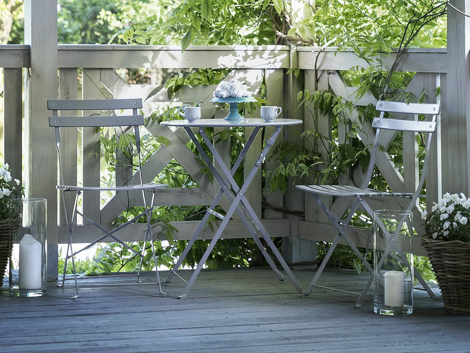 Balkonset Grau 2 Stühle Zusammenklappbar FIORI – Bild 2