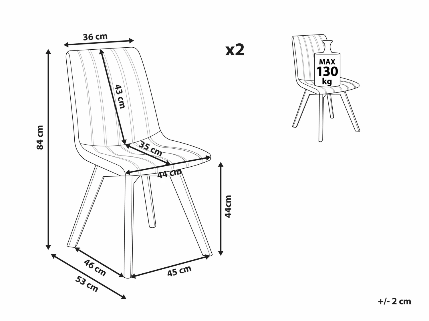 Esszimmerstuhl Polsterbezug Taupe 2er Set CALGARY – Bild 10