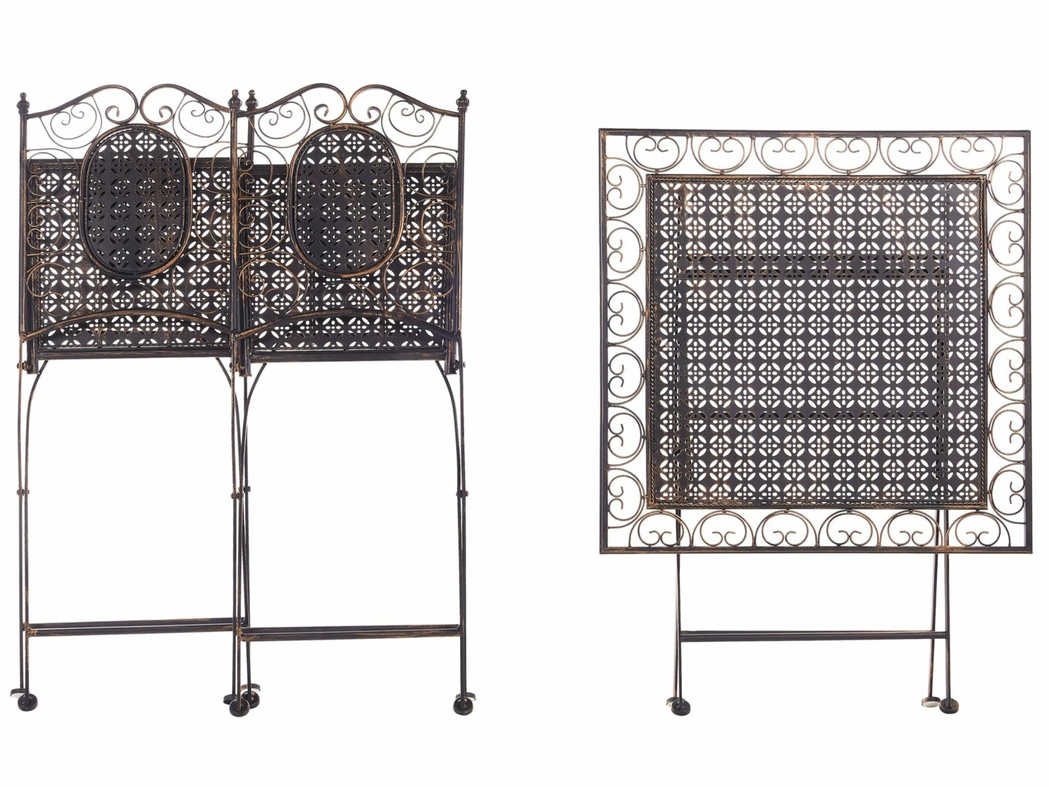 Balkonset Schwarz Metall 2 Stühle Klapptisch BORMIO – Bild 4