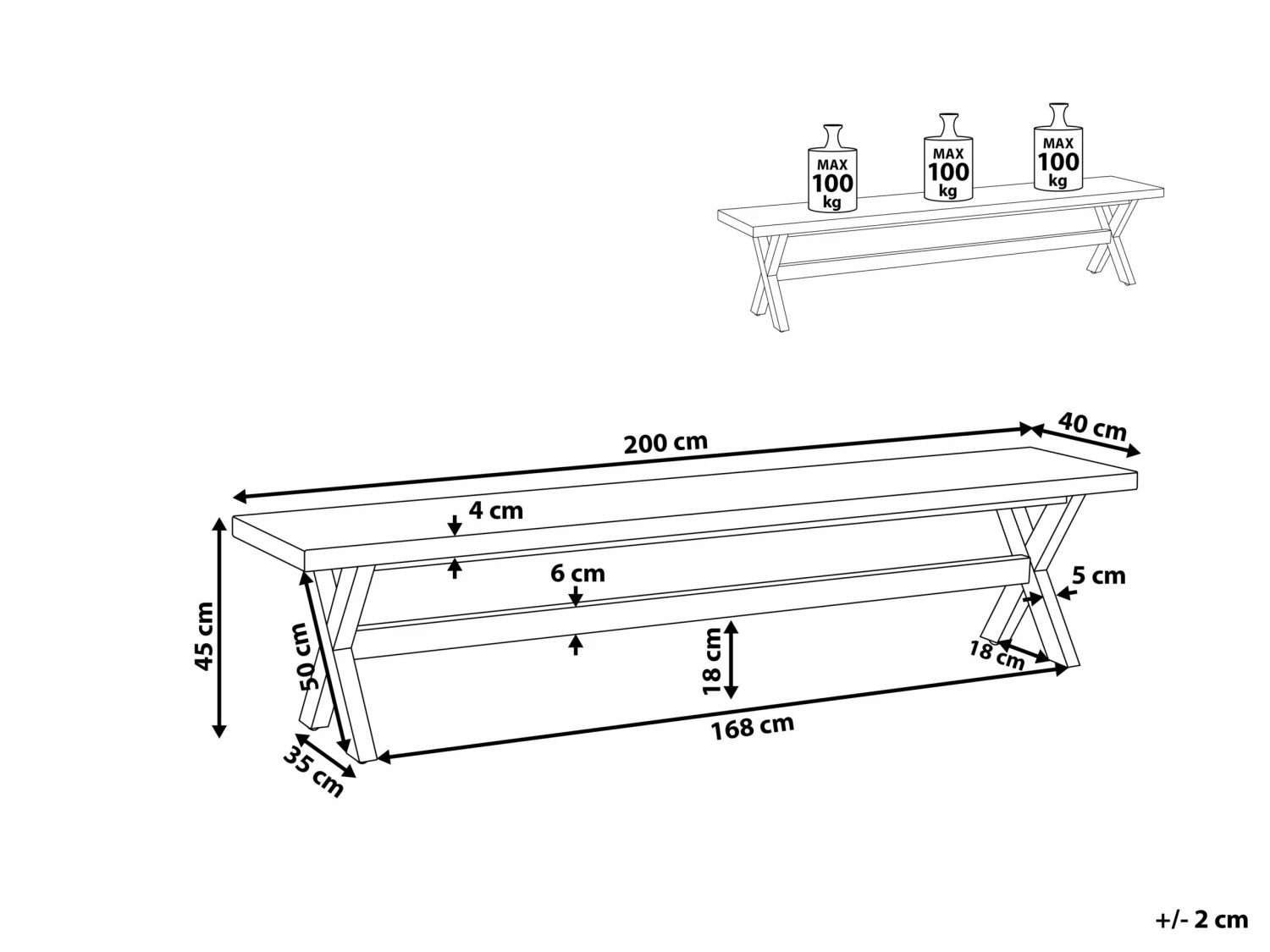 Gartenbank Faserzement / Akazienholz Grau / Heller Holzfarbton 200 Cm OLBIA – Bild 6