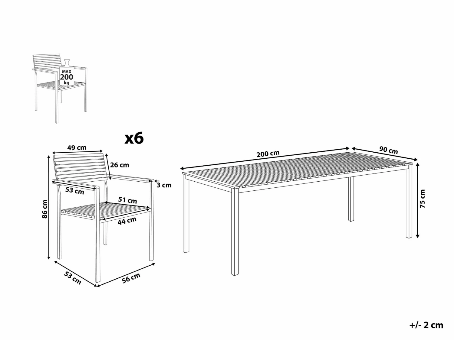 Gartenmöbel Set Edelstahl / Teakholz Hellbraun 6-Sitzer VIAREGGIO – Bild 8