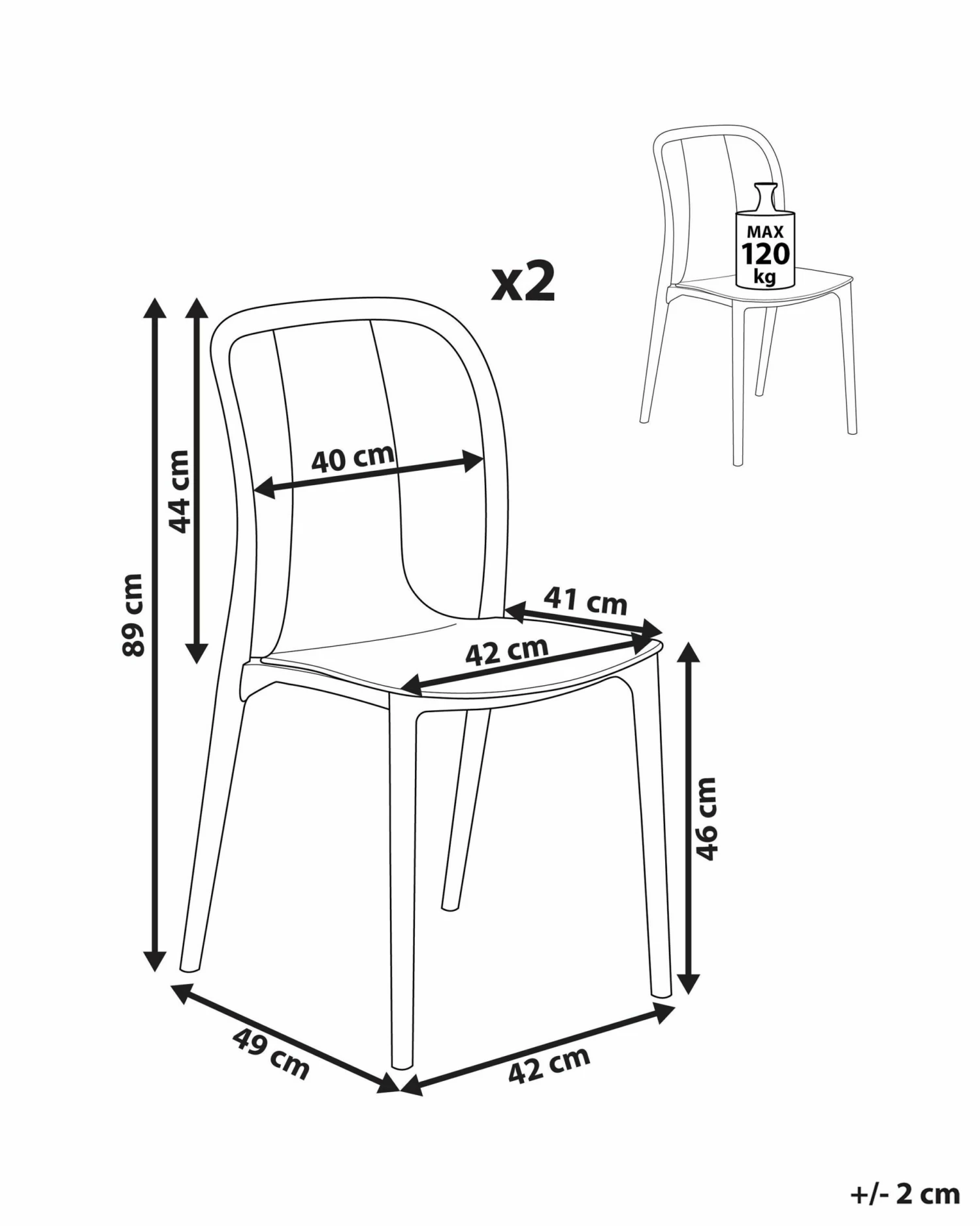 Gartenstuhl Kunststoff Weiß / Grau 2er Set SPEZIA – Bild 10