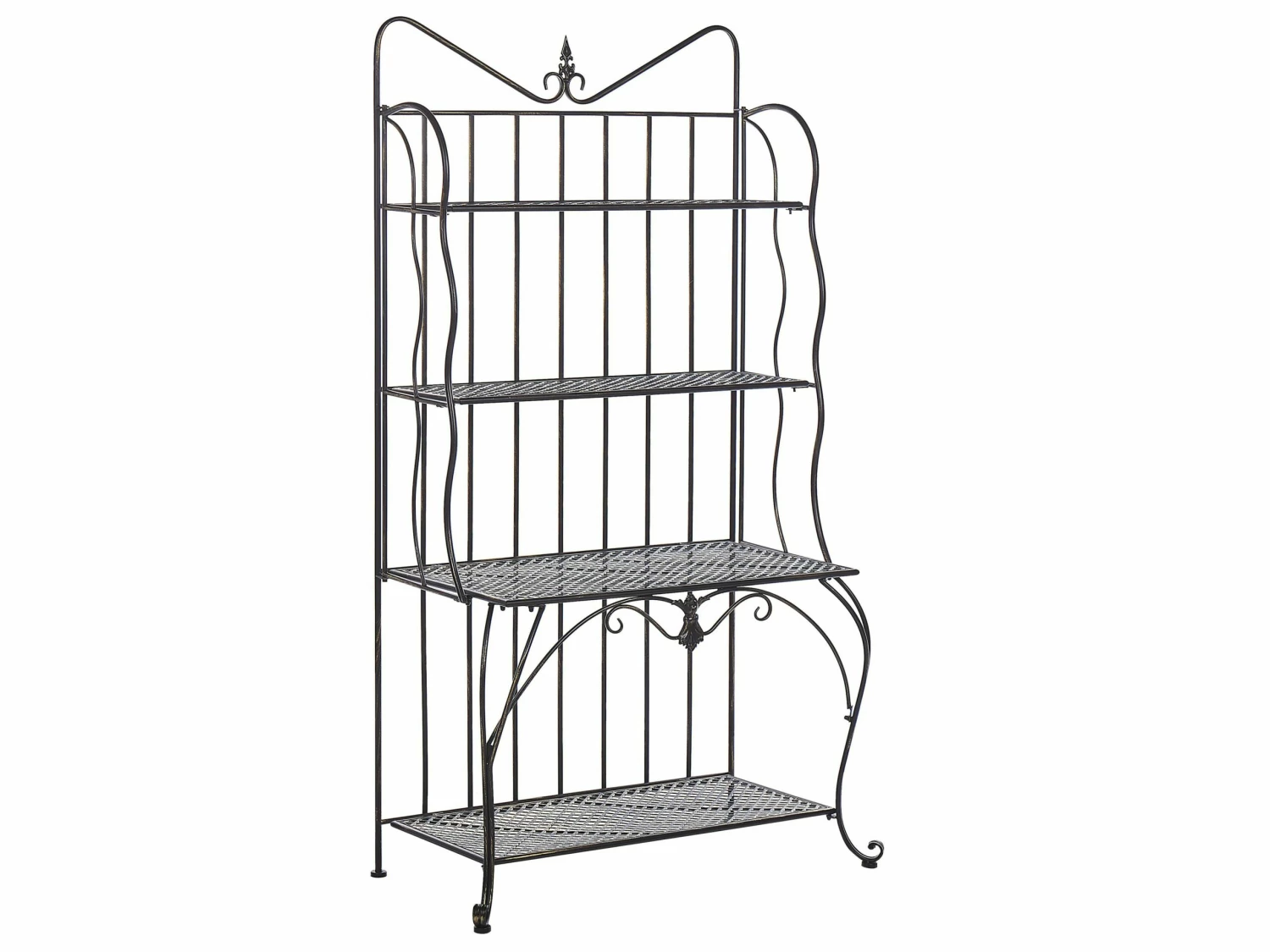 Gartenregal Schwarz Metall 4 Ablageflächen Klappbar PAVONA