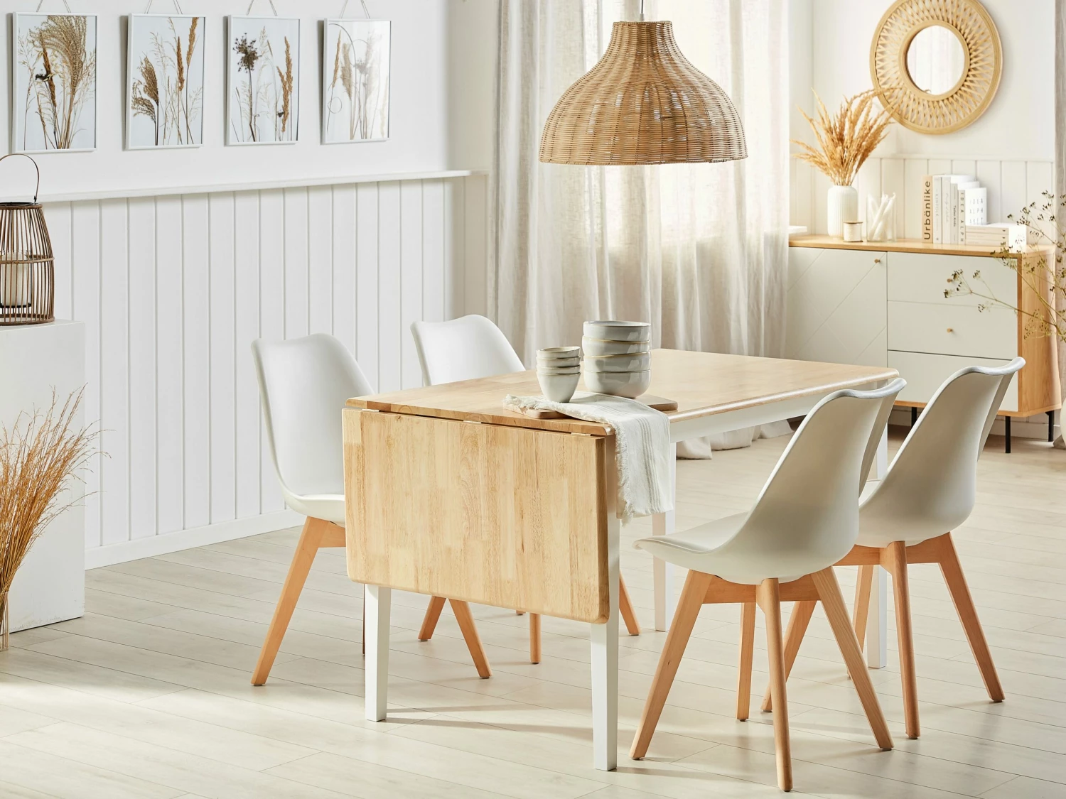 Esstisch Holz Weiß 119 X 75 Cm Verlängerbar LOUISIANA – Bild 3