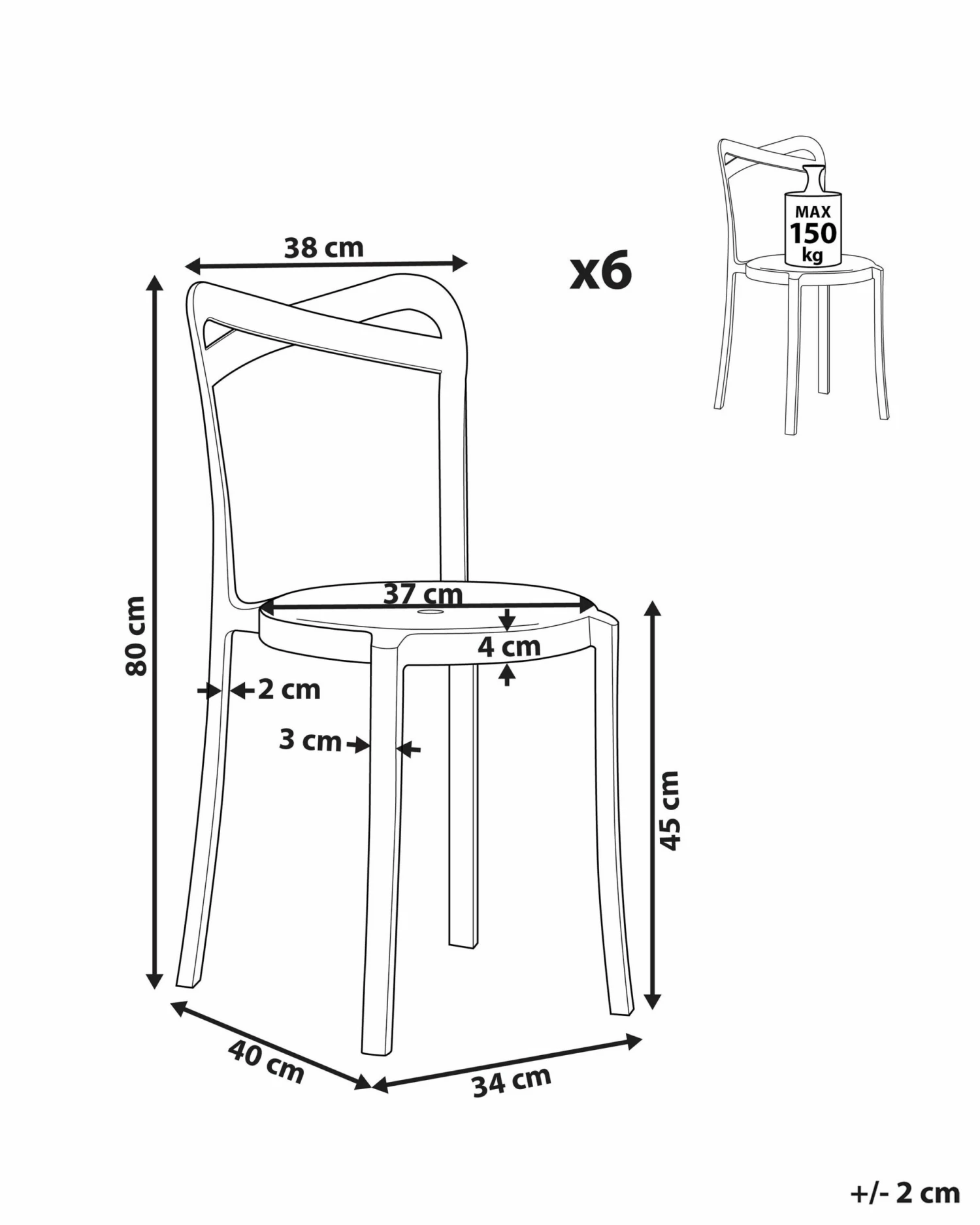 Esszimmerstuhl Kunststoff Blau 6er Set CAMOGLI – Bild 10