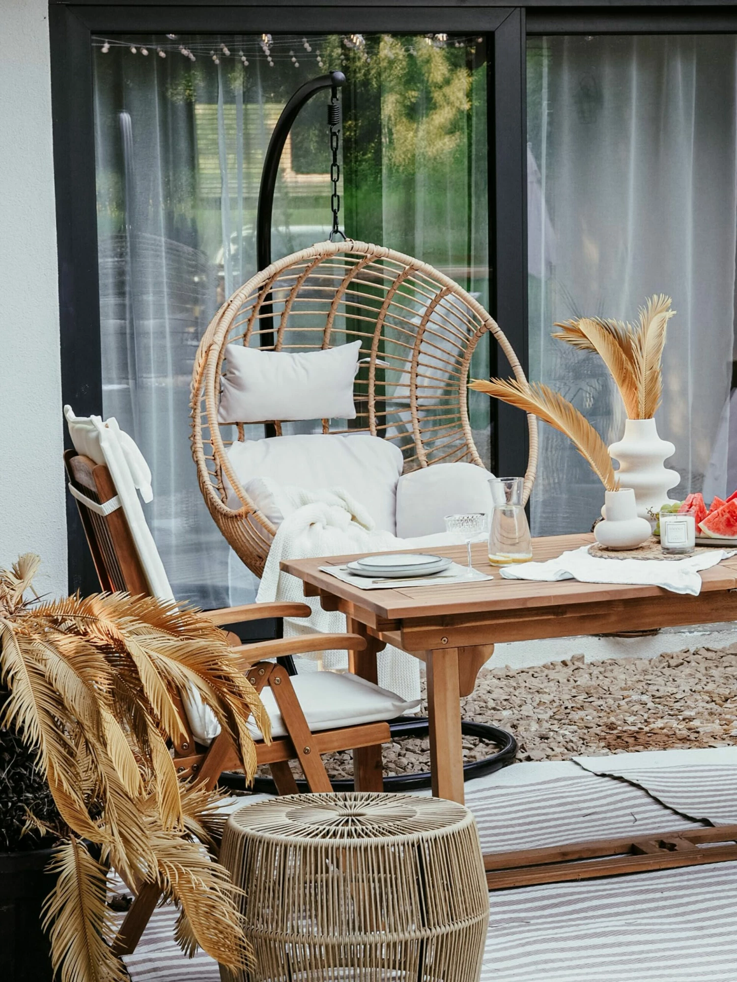 Hängesessel Mit Gestell ø 97 Cm Rattan Natürlich ASPIO – Bild 9