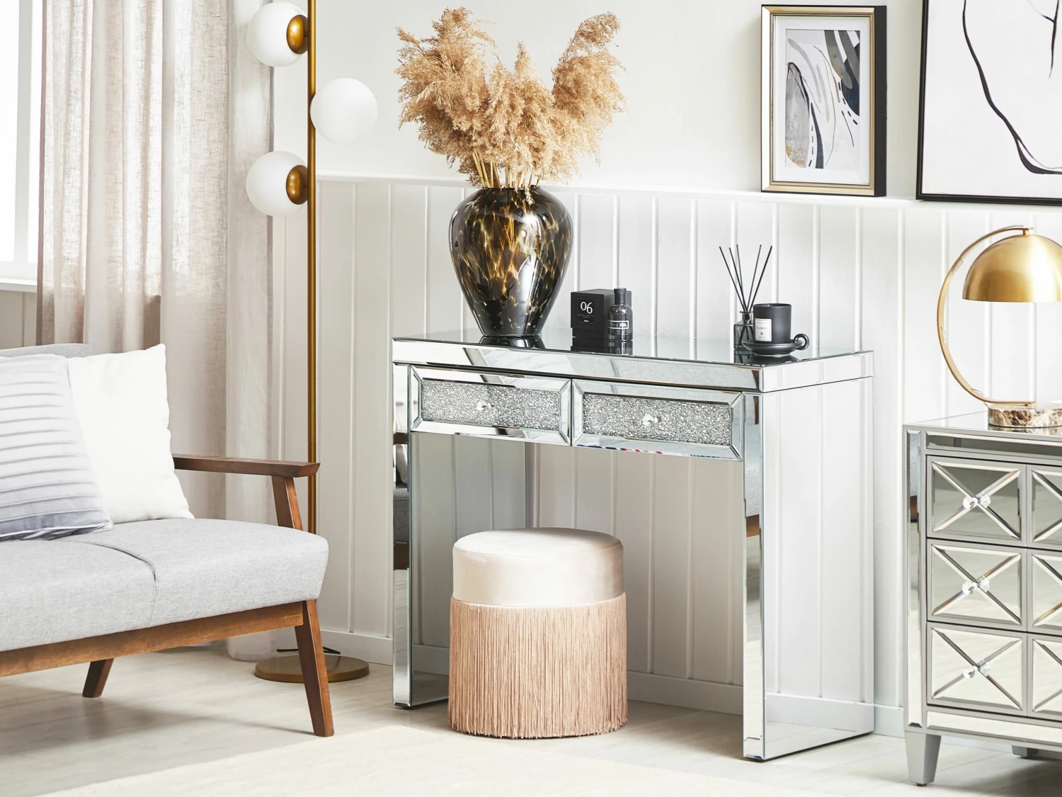 Konsolentisch Spiegeleffekt 2 Schubladen TILLY – Bild 2