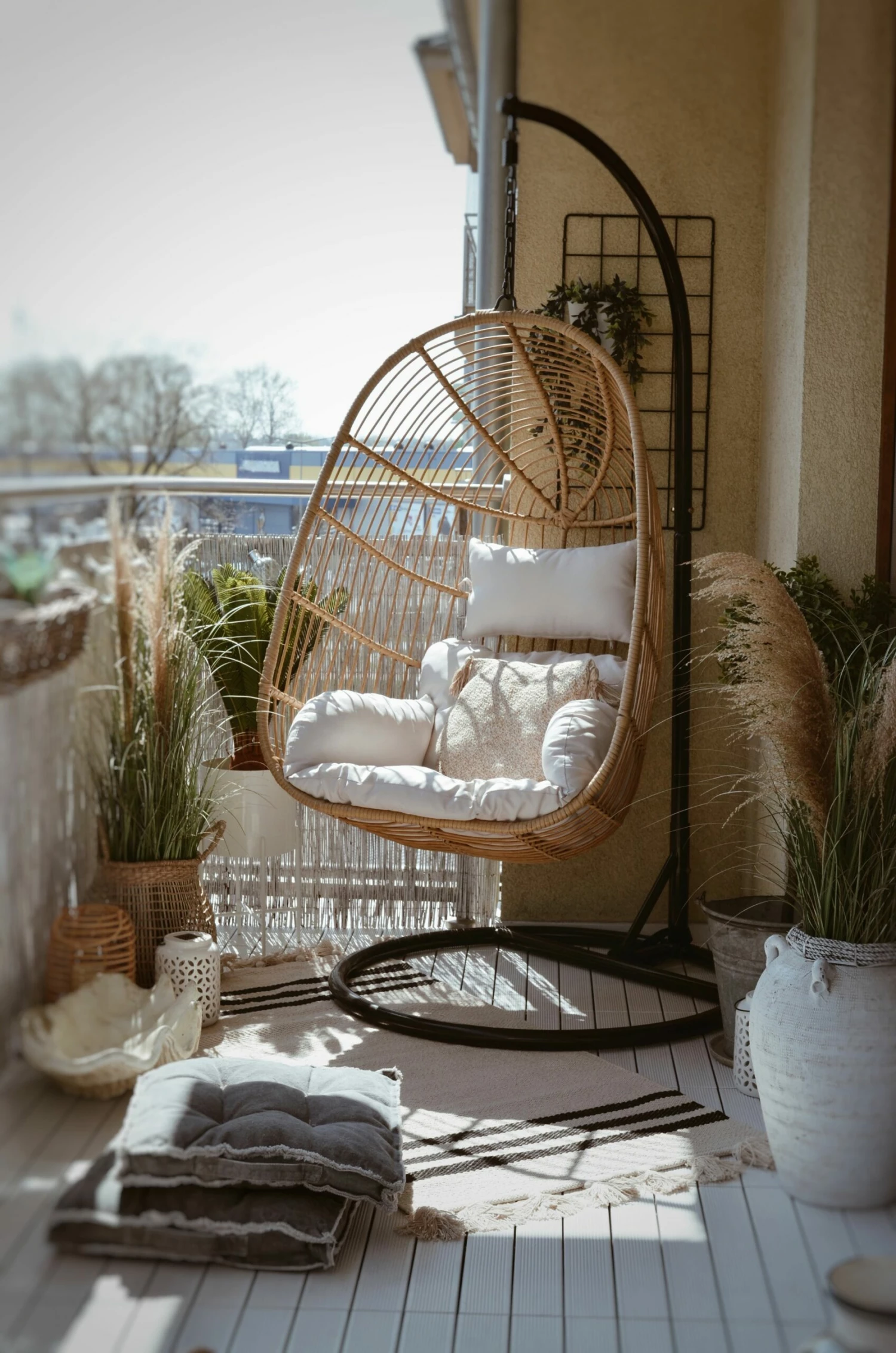 Hängesessel Mit Gestell ø 97 Cm Rattan Natürlich CASOLI – Bild 4