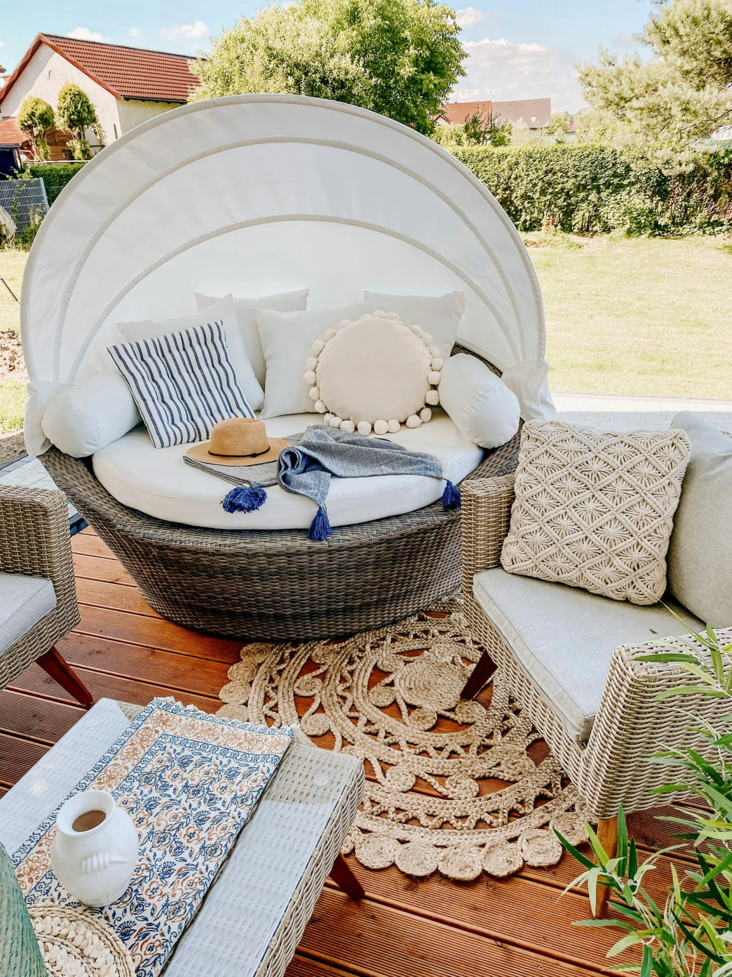 Lounge Set Rattan Braun 5-Sitzer Auflagen Grau VITTORIA XL – Bild 8