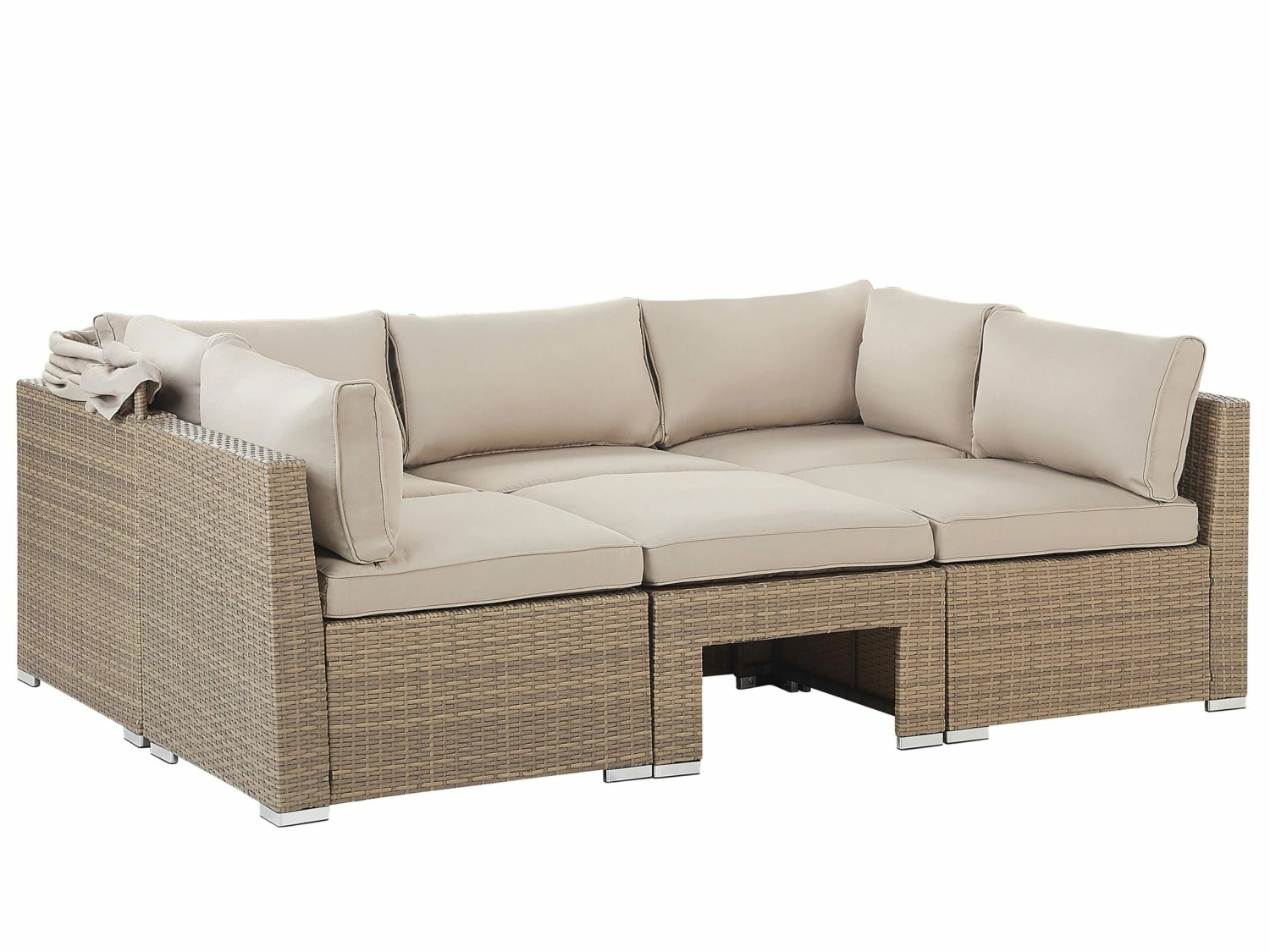 Lounge Set Rattan Braun Auflagen Beige Modular 6-Sitzer COCCOLIA – Bild 10
