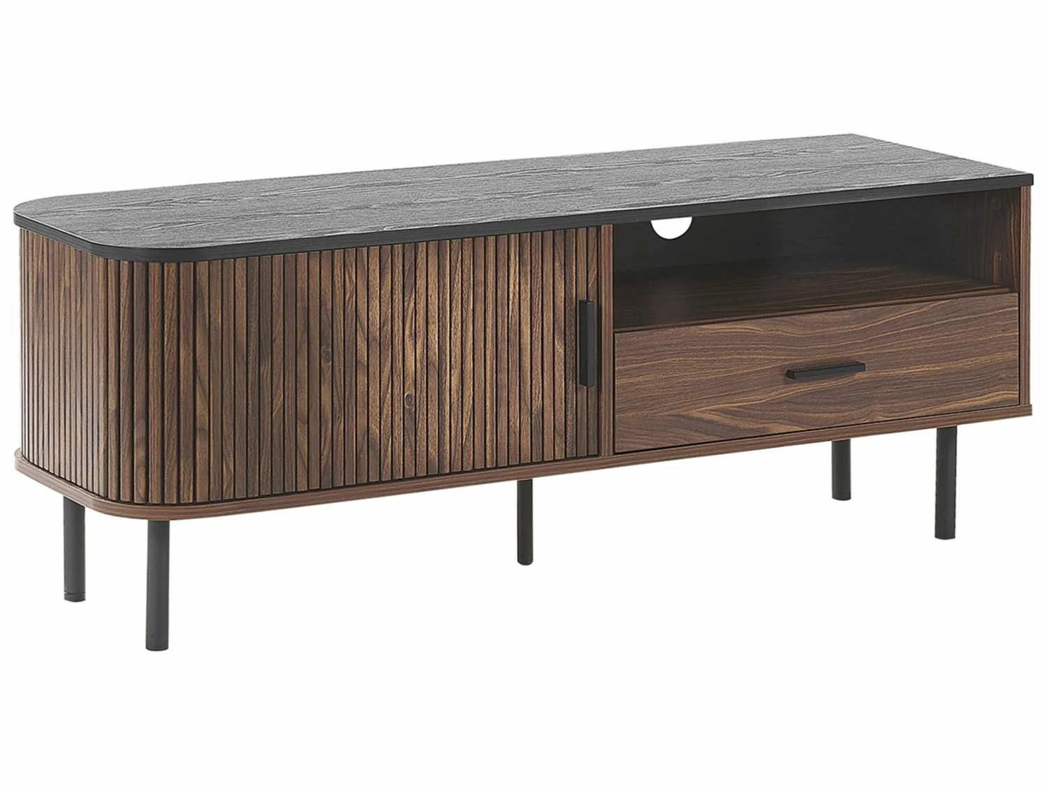 TV-Möbel Dunkler Holzfarbton / Schwarz JOSE