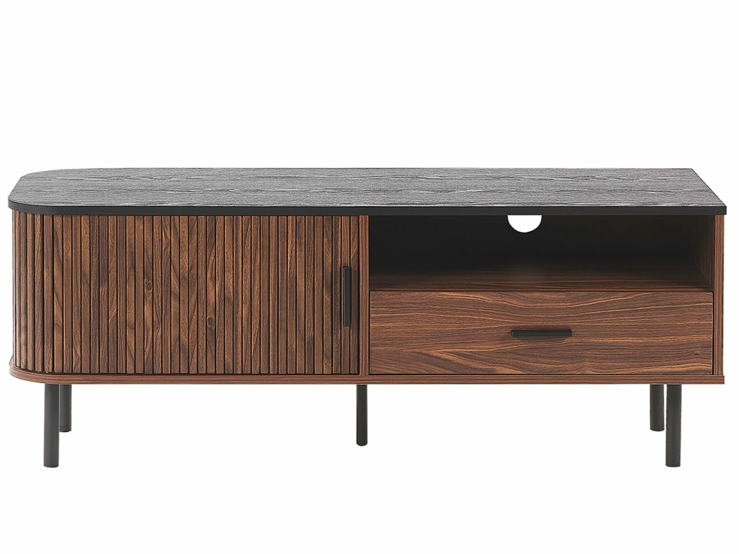 TV-Möbel Dunkler Holzfarbton / Schwarz JOSE – Bild 7