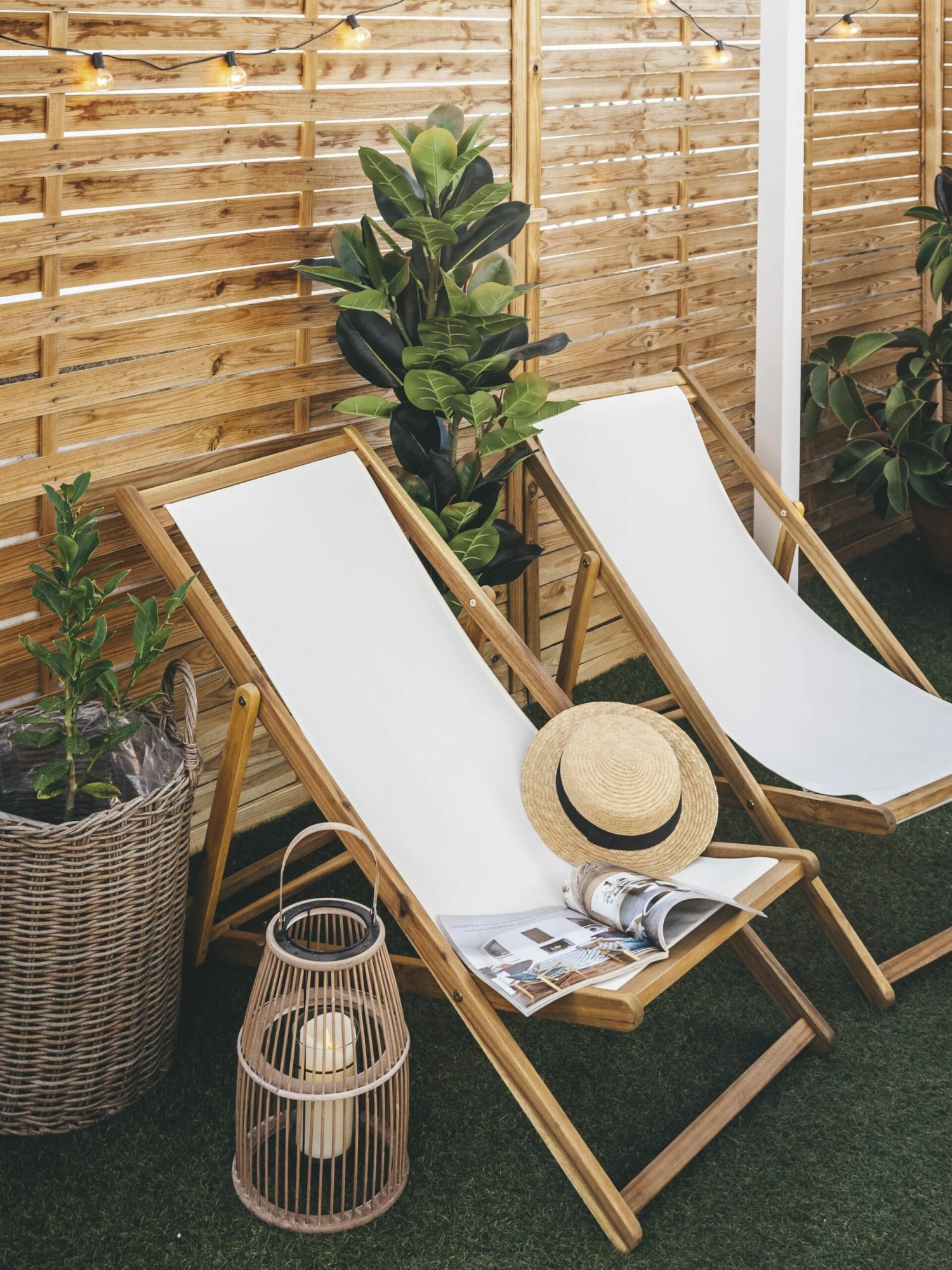 Liegestuhl Akazienholz Hellbraun Textil Beige ANZIO – Bild 4