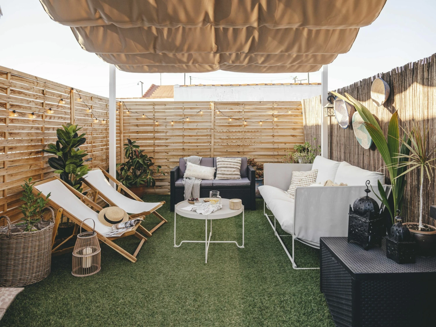 Liegestuhl Akazienholz Hellbraun Textil Beige ANZIO – Bild 7