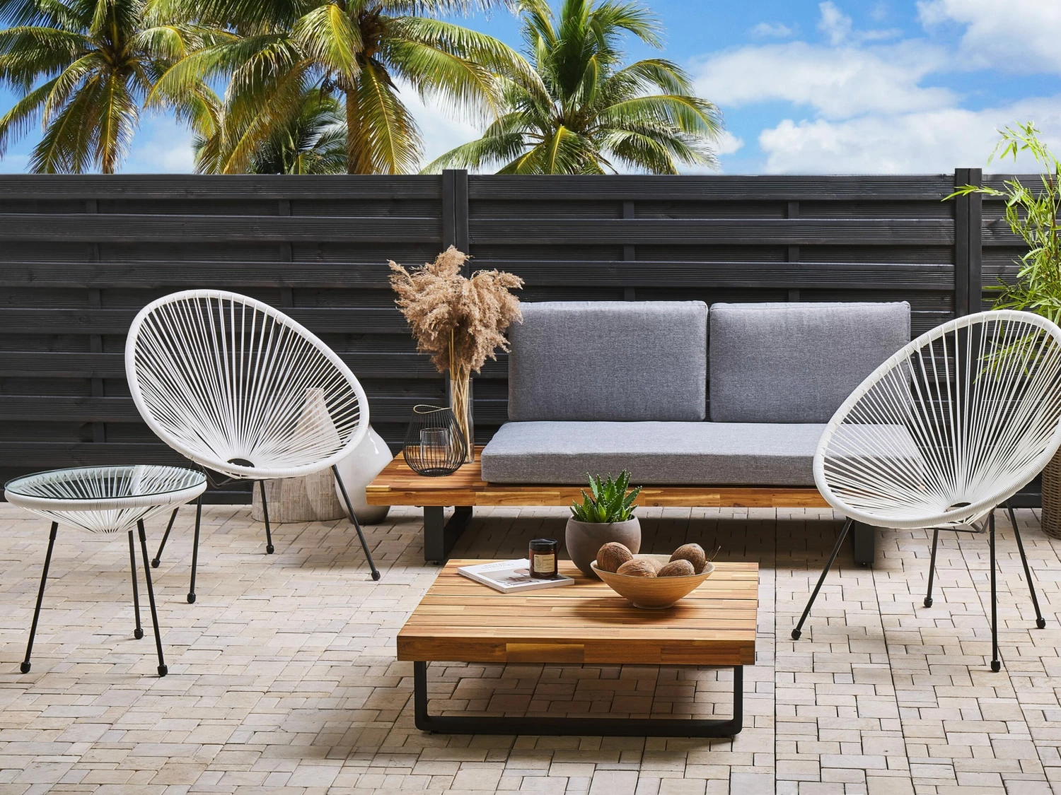 Balkonset Rattan Weiß ACAPULCO II – Bild 2