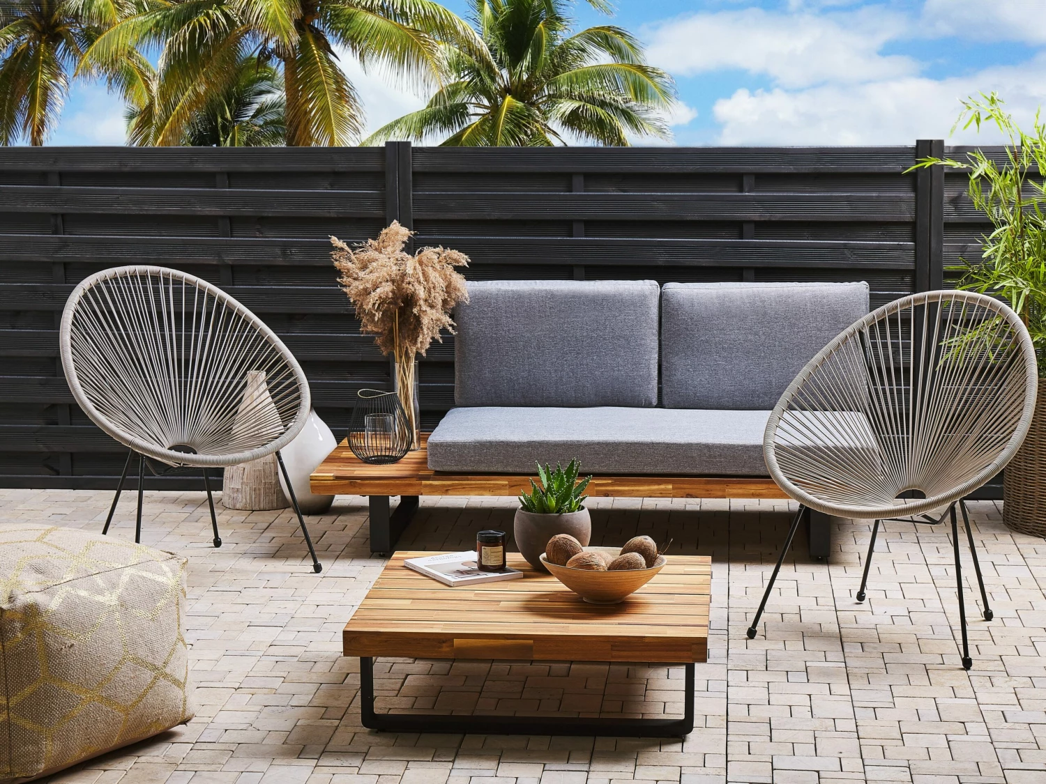 Rattanstuhl Kunststoff Hellgrau ø 70 Cm ACAPULCO II – Bild 4