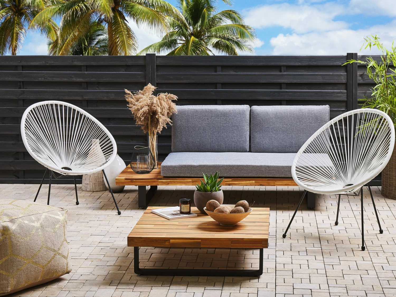 Rattanstuhl Kunststoff Weiß 2er Set ø 70 Cm ACAPULCO II – Bild 2