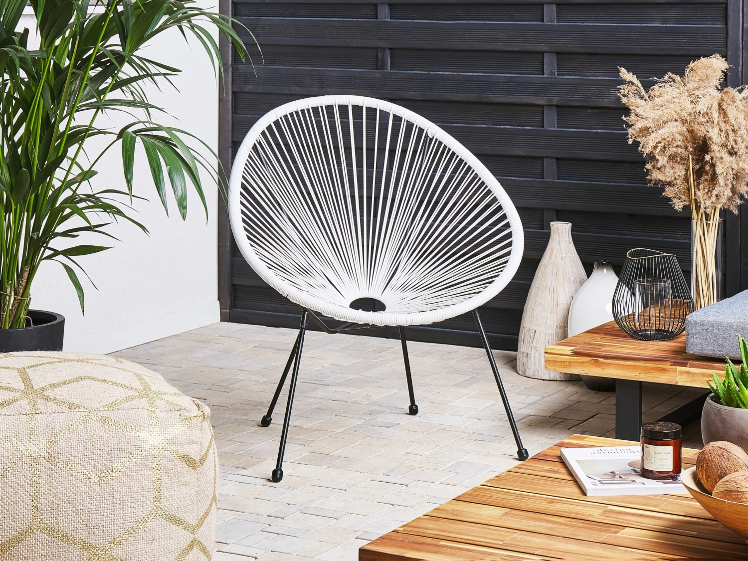 Rattanstuhl Kunststoff Weiß 2er Set ø 70 Cm ACAPULCO II – Bild 4