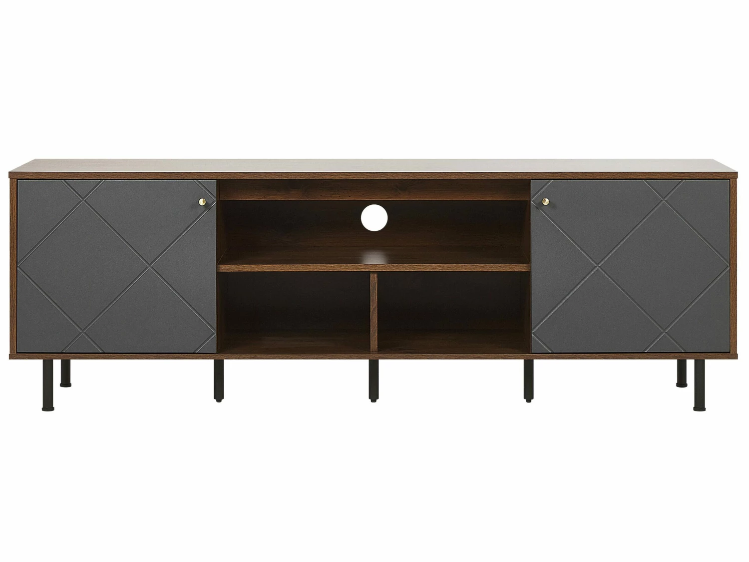 TV-Möbel Grau / Dunkler Holzfarbton 160 X 40 X 56 Cm PALMER – Bild 4