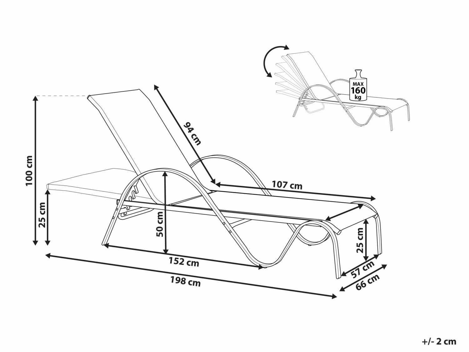 Gartenliege Textilbespannung Hellbraun PROCIDA – Bild 10