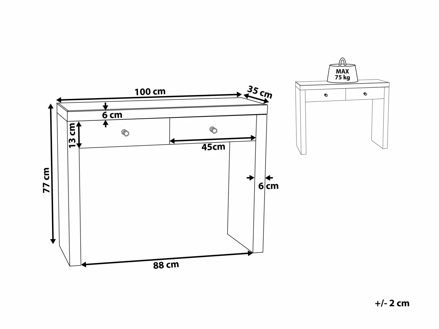 Konsolentisch Spiegeleffekt 2 Schubladen MARLE – Bild 8